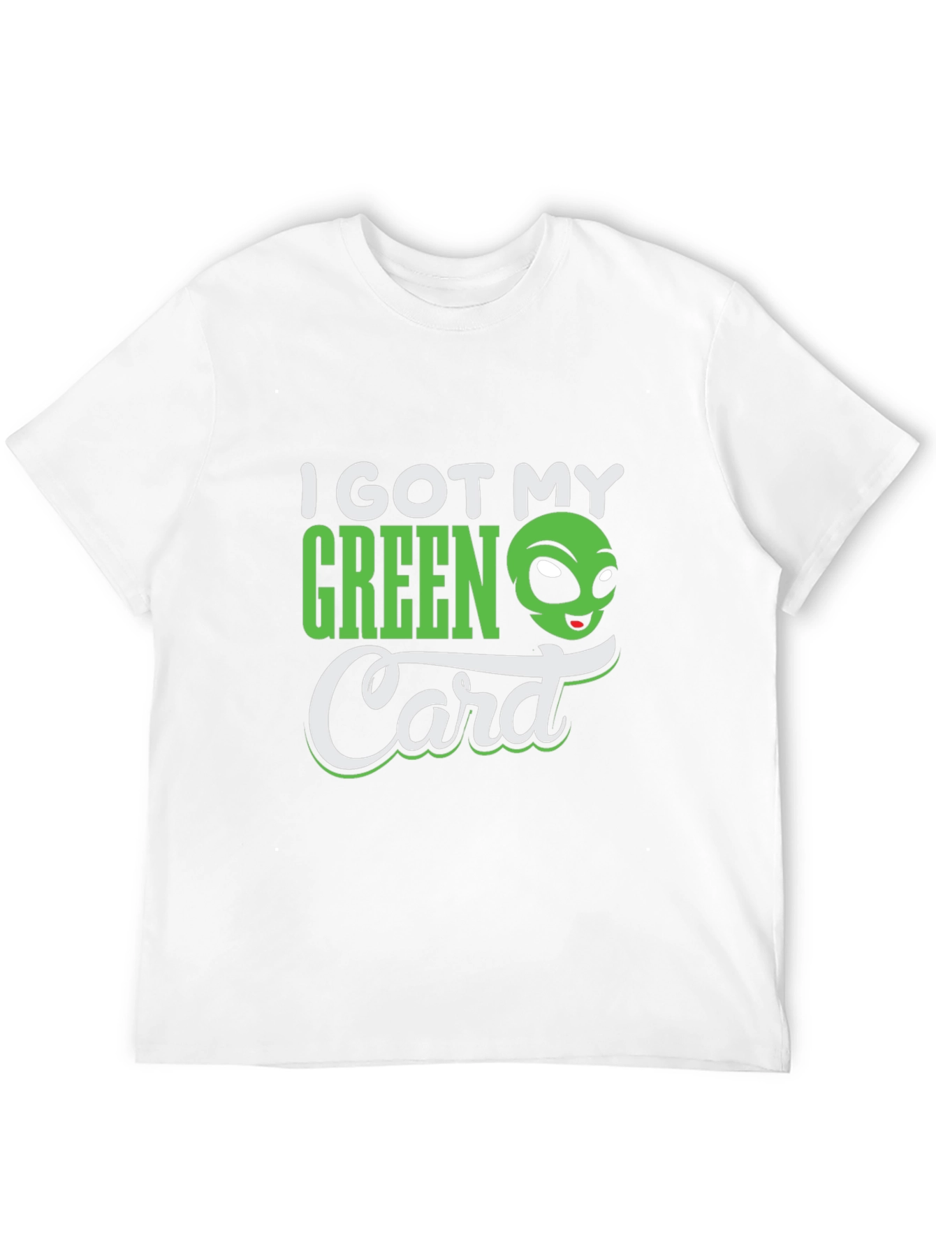 Black I Got My Green Card Funny Alien T-Shirt view 12