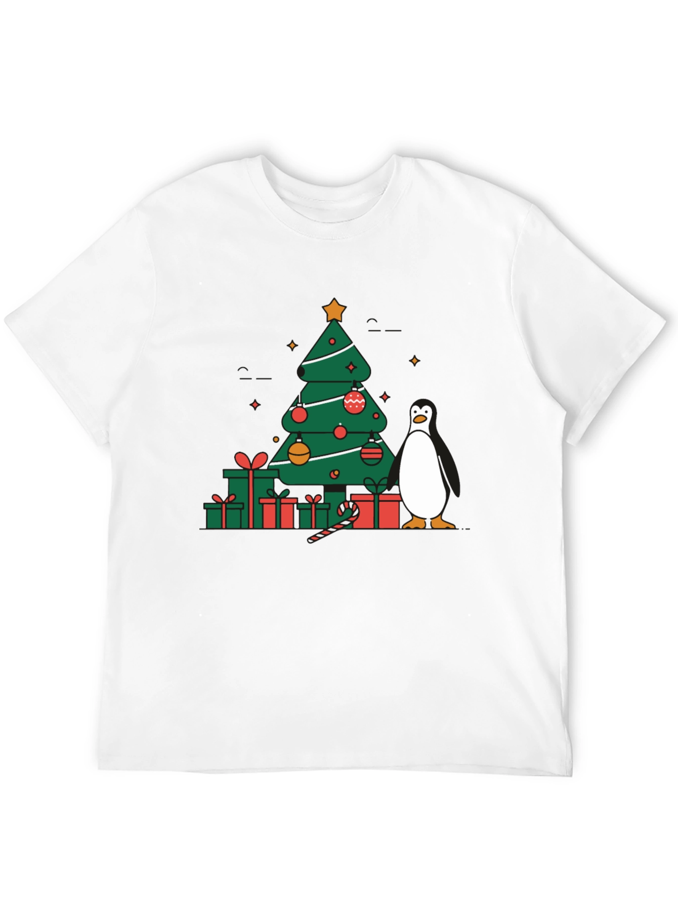 Black Festive Christmas Tree & Penguin Graphic Tee view 12