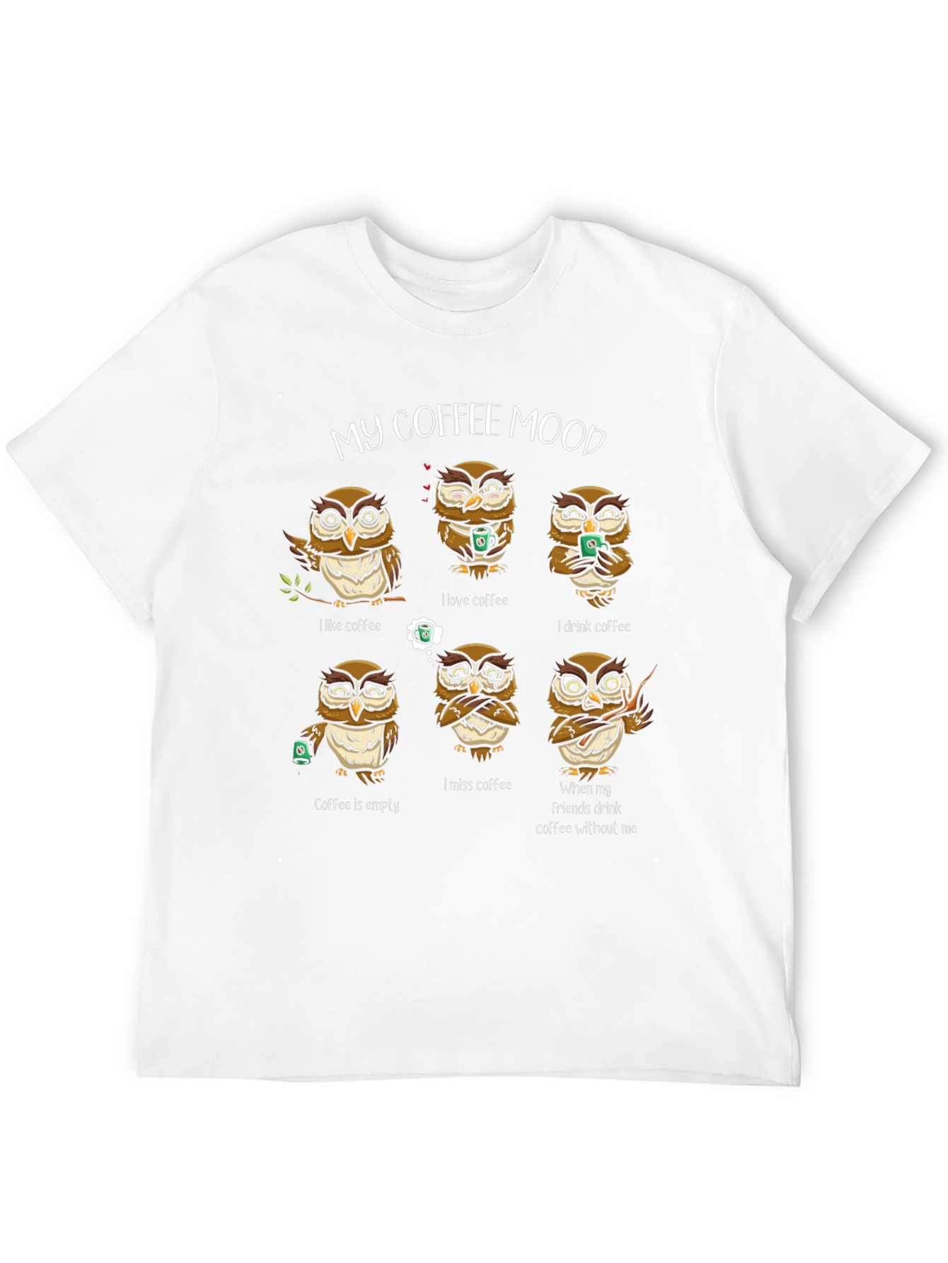 Black My Coffee Mood Owl Graphic T-Shirt view 12