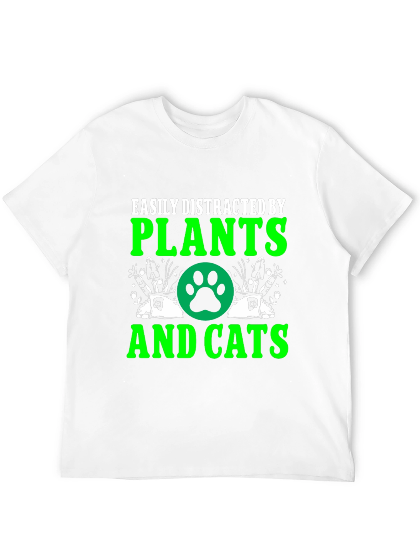 Black Easily Distracted by Plants and Cats T-Shirt view 12