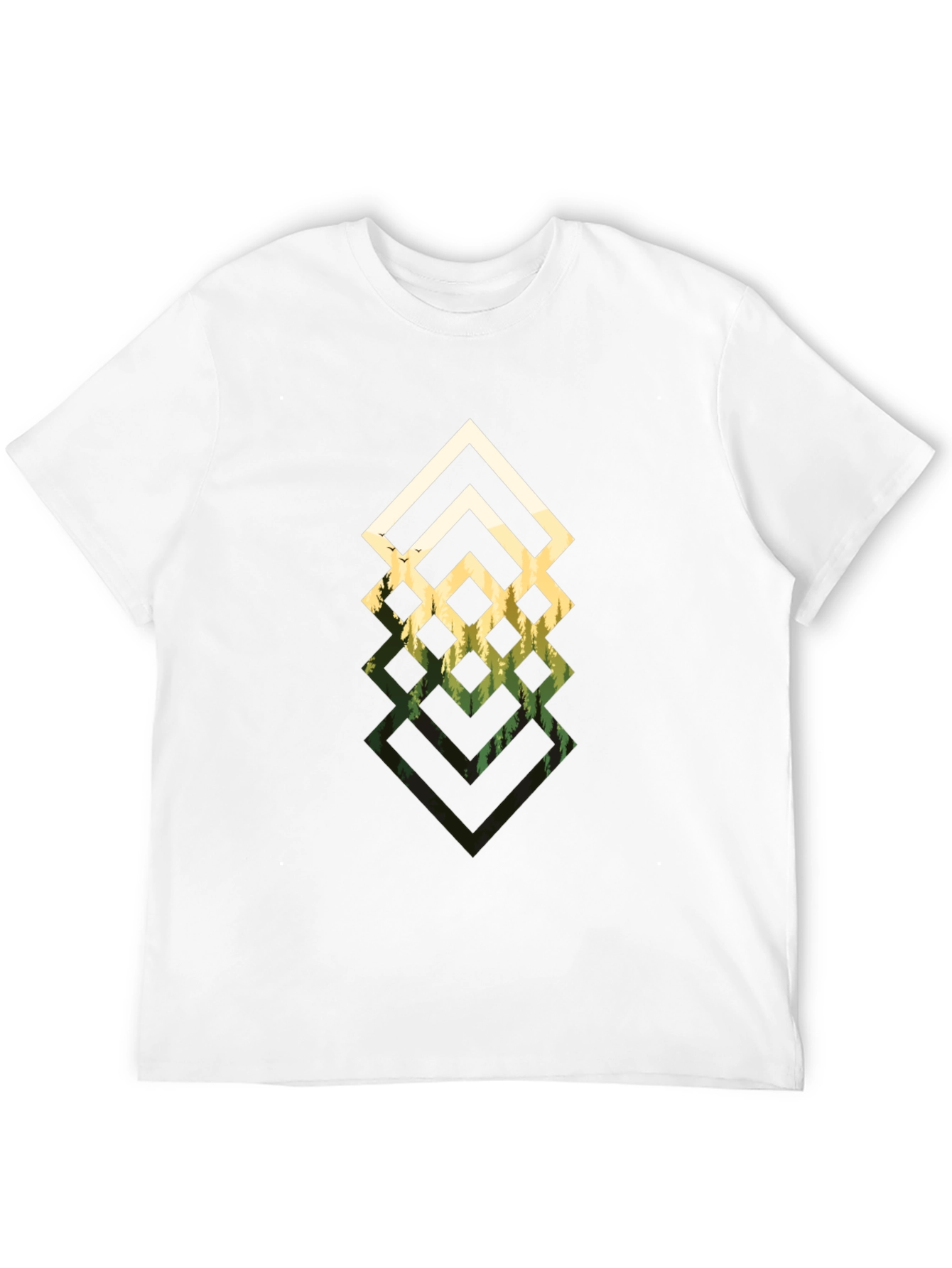 Black Geometric Forest Black T-Shirt view 12