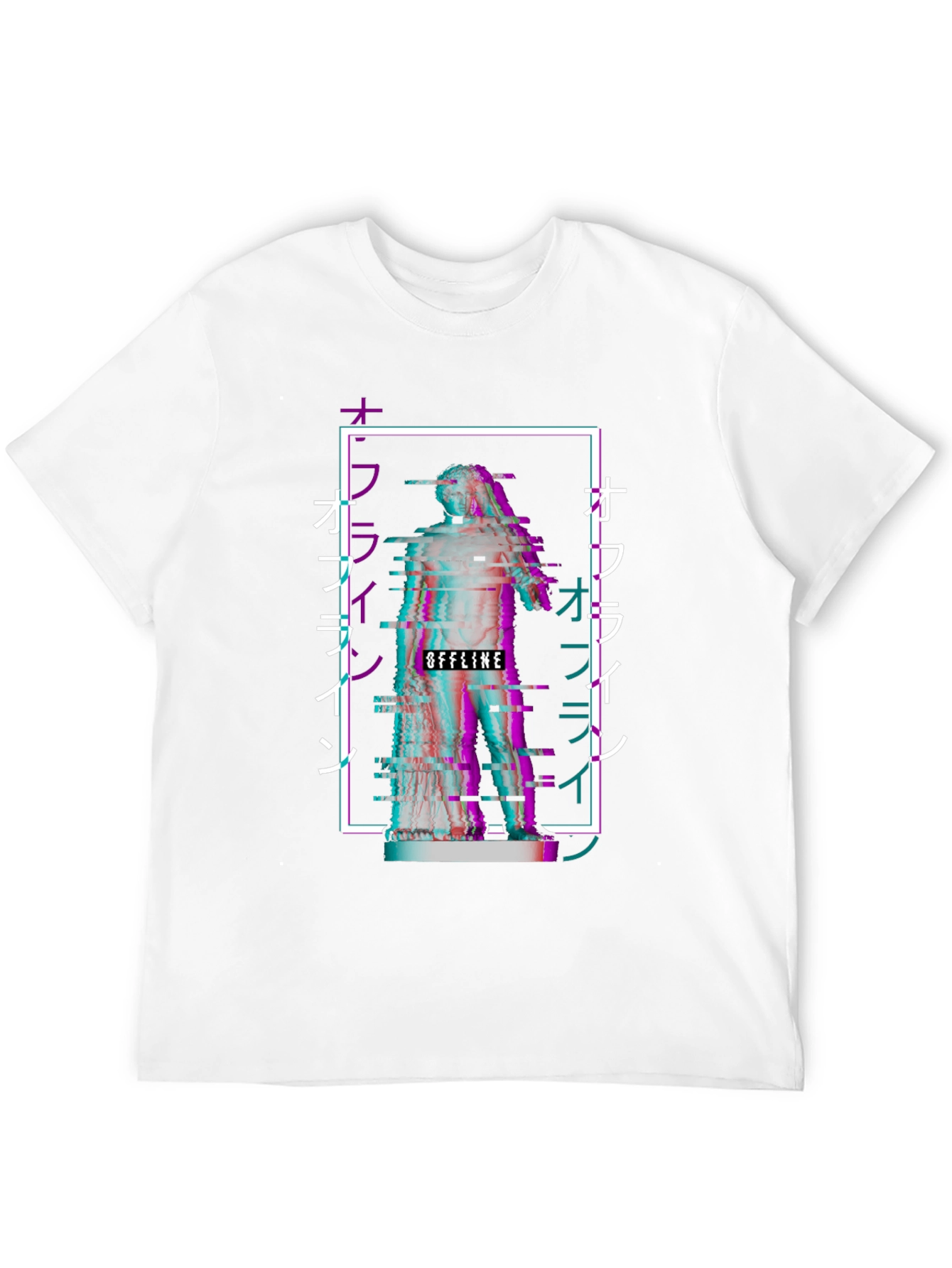 Black Offline Vaporwave Statue Graphic Tee - Black view 12