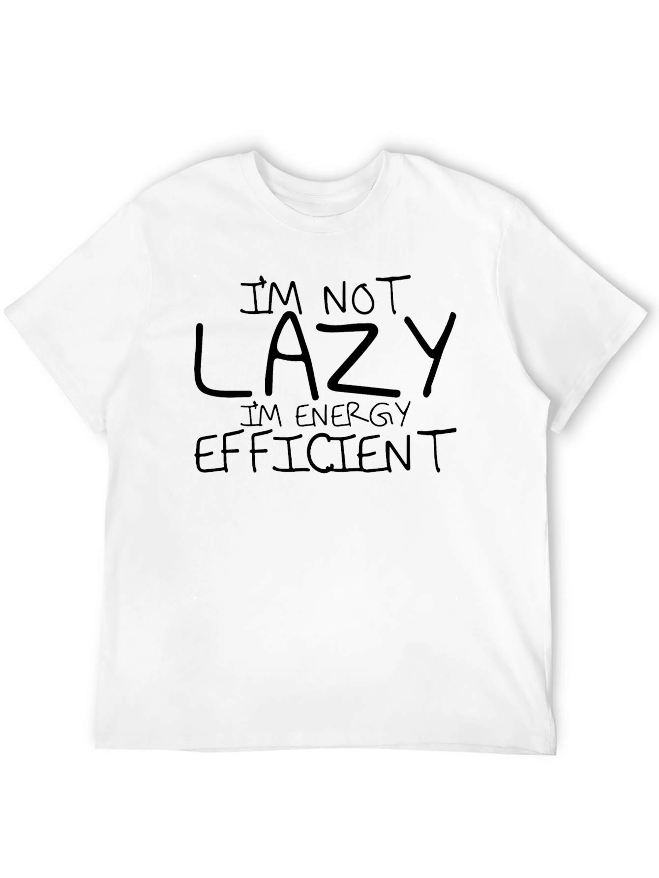 Black Funny Lazy Energy Efficient T-Shirt view 12