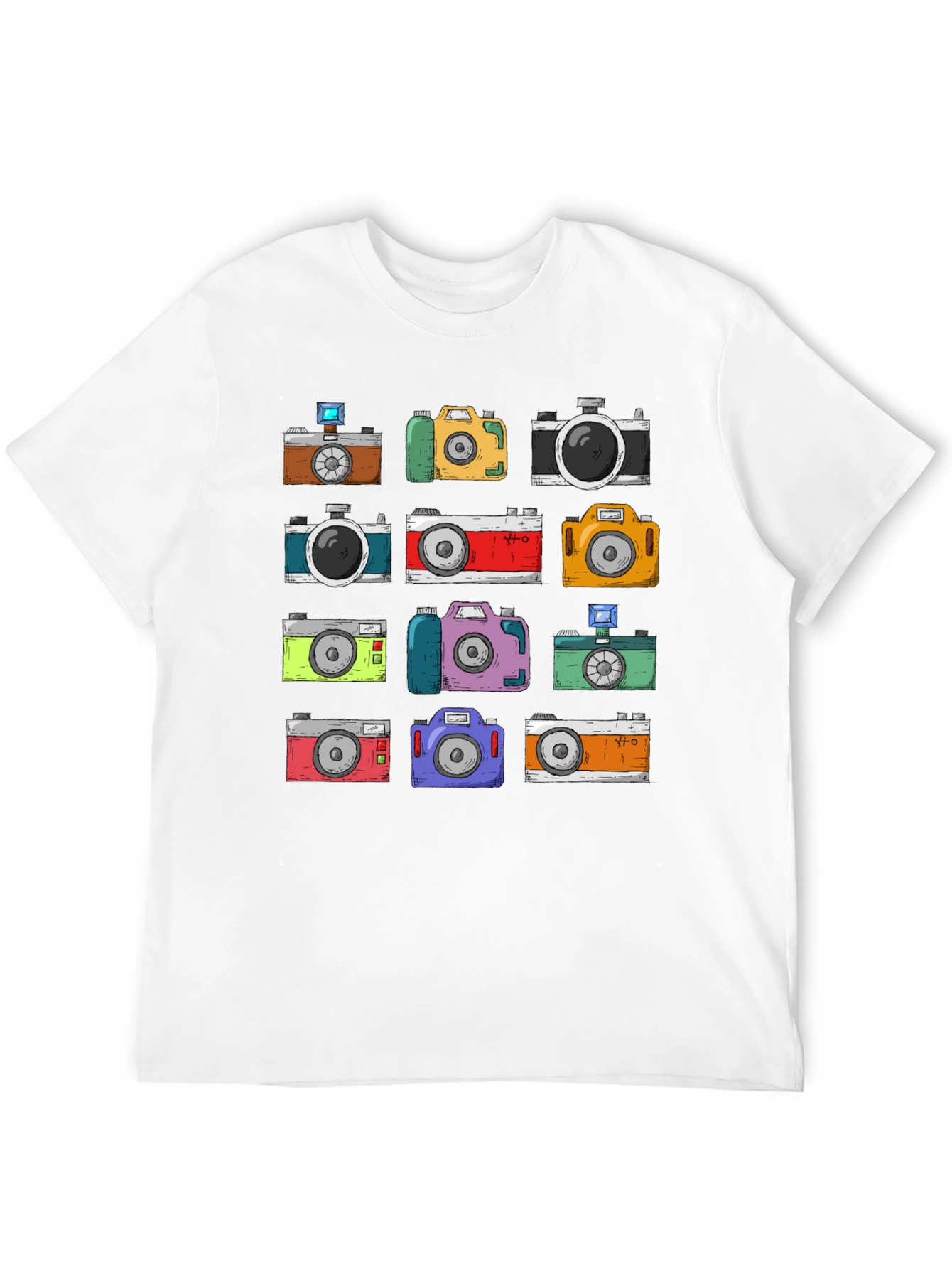 Black Retro Camera Pattern T-Shirt - Photographer Style view 12