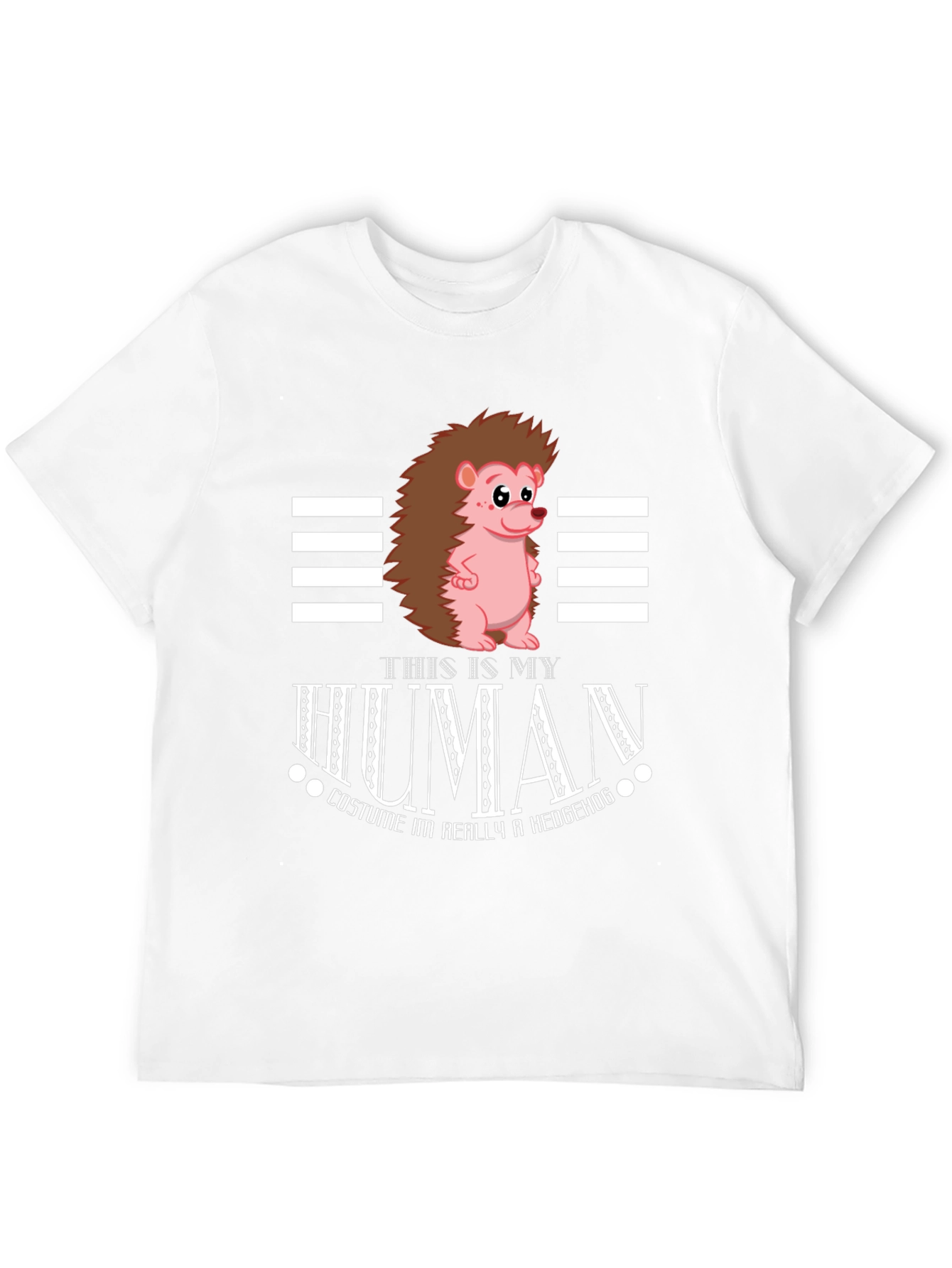 Black Funny Hedgehog Human Costume T-Shirt view 12