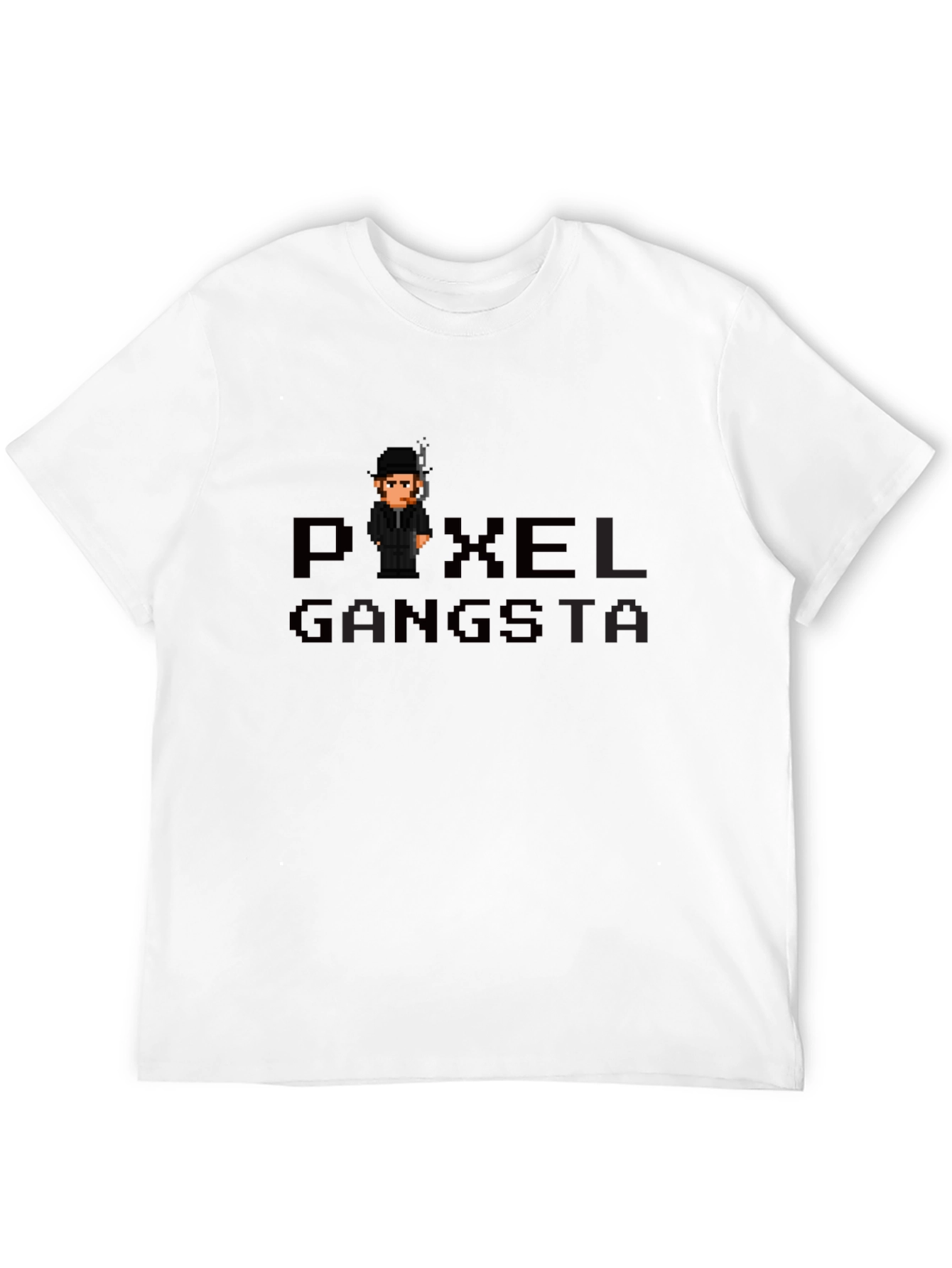 Black Pixel Gangsta Graphic T-Shirt - Black Tee view 12