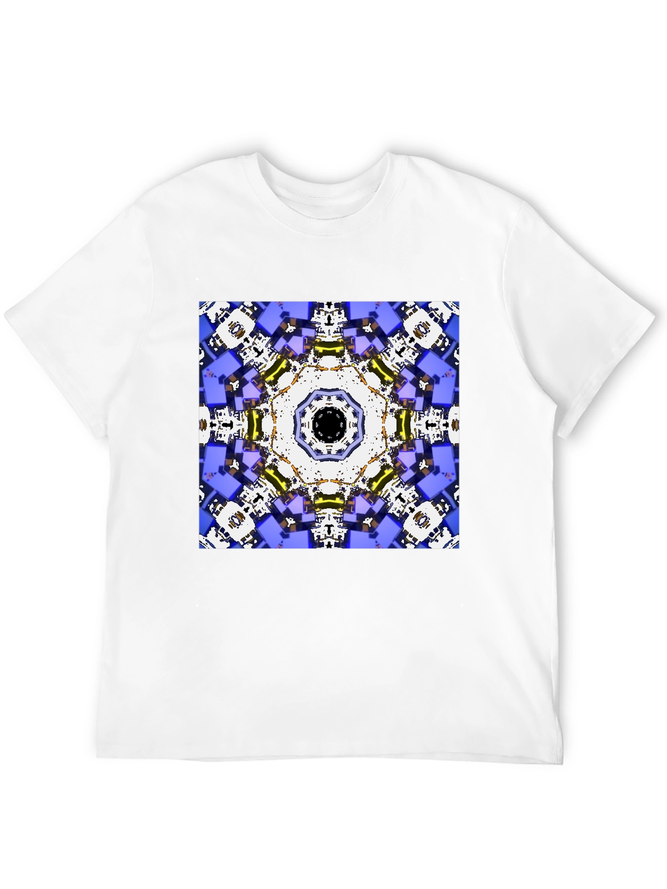 Black Geometric Kaleidoscope Print Black T-Shirt view 12