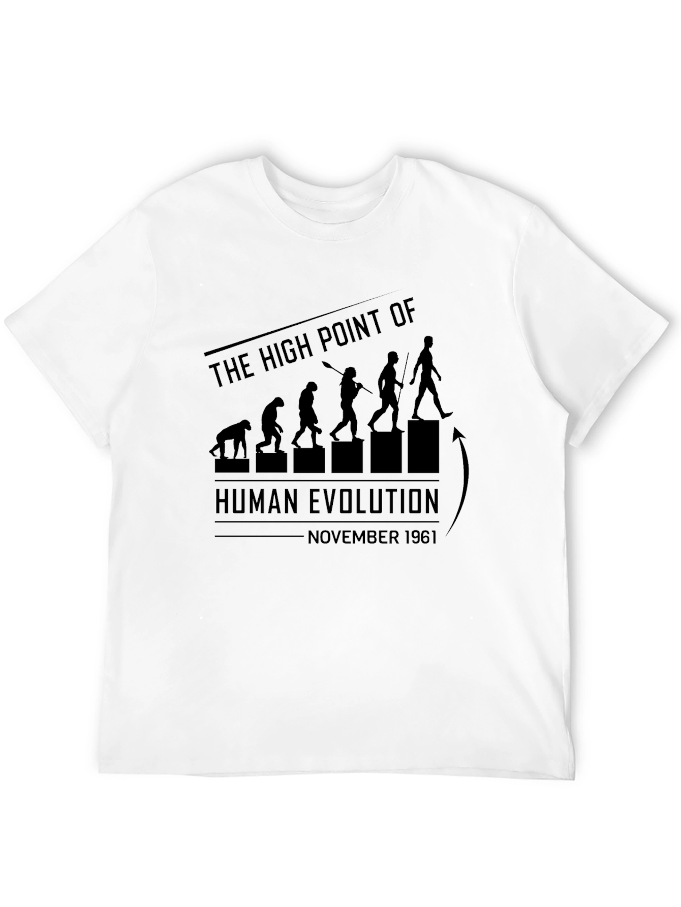 Black Human Evolution November 1961 Black T-Shirt view 12