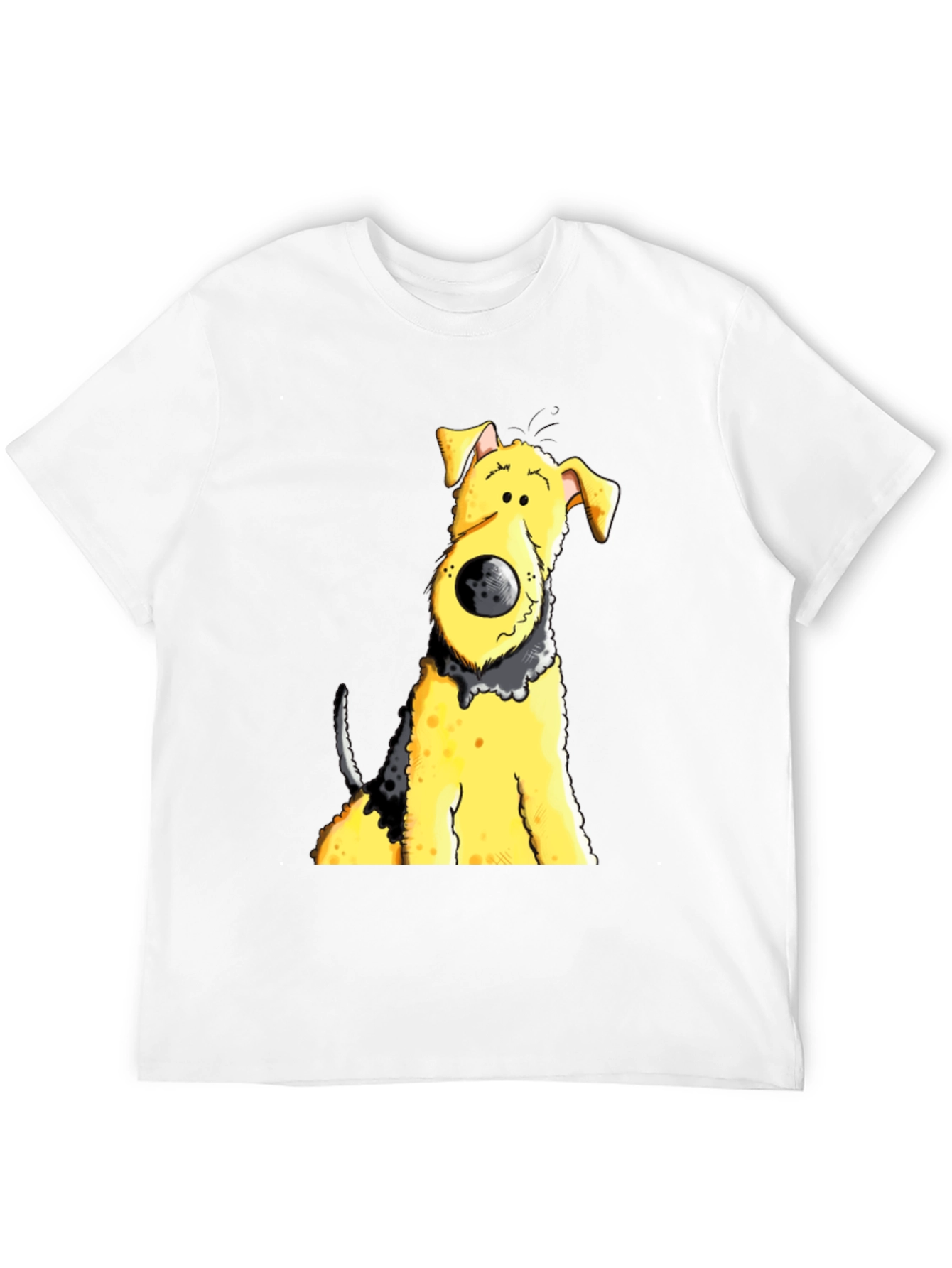 Black Cartoon Dog Graphic Tee - Black Cotton Blend view 12