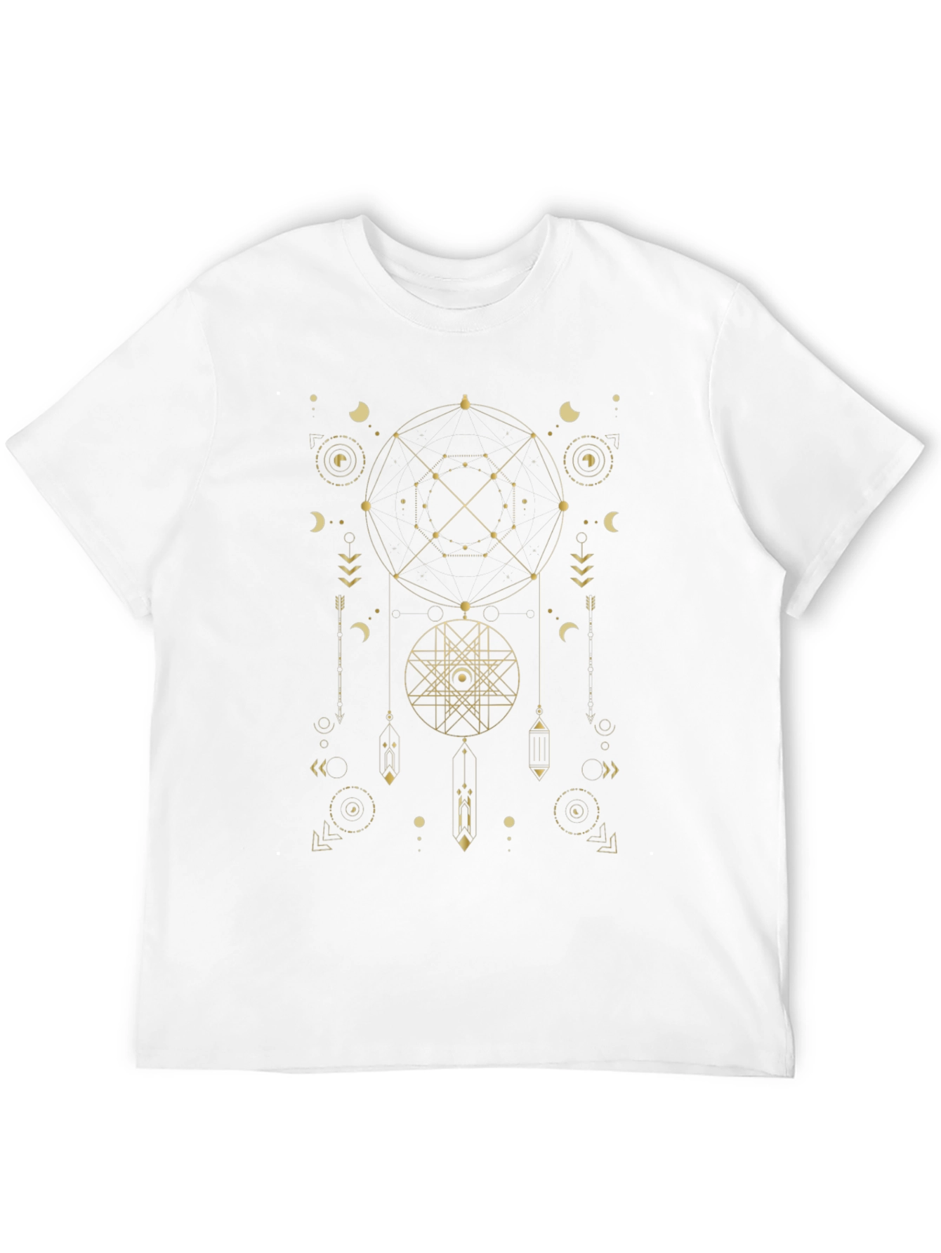 Black Geometric Dreamcatcher Men's Black T-Shirt view 12