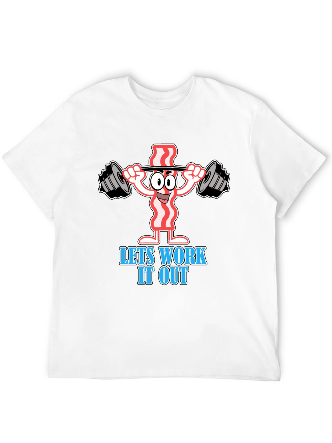 Black Funny Bacon Workout T-Shirt: Let's Work It Out! view 12