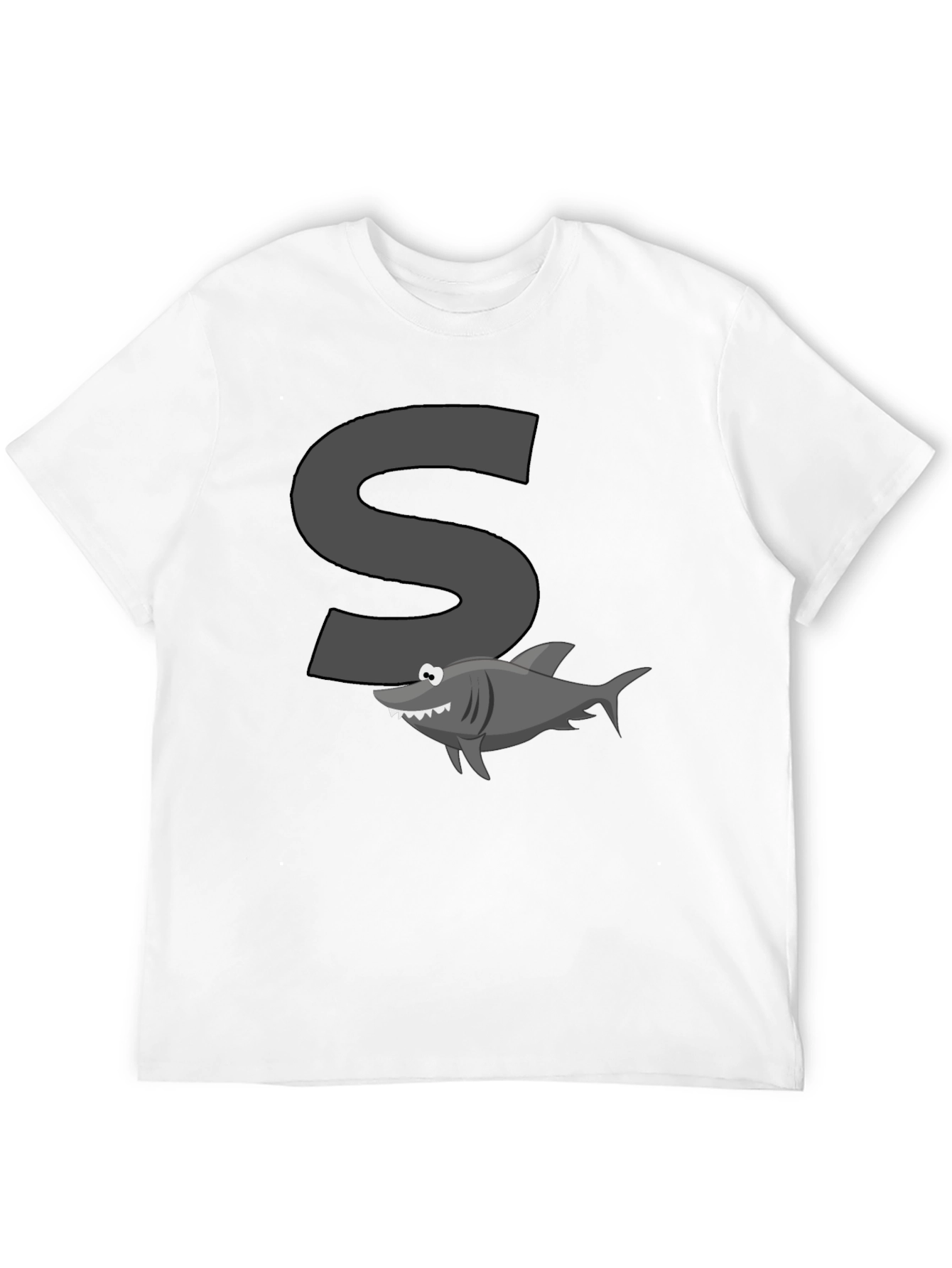 Black Shark S Letter Cartoon Black T-Shirt view 12