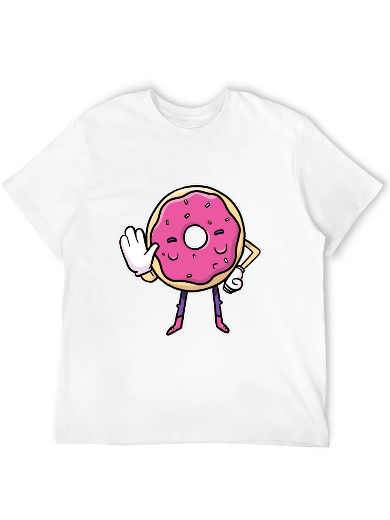 Black Funny Donut Cartoon Black T-Shirt view 12