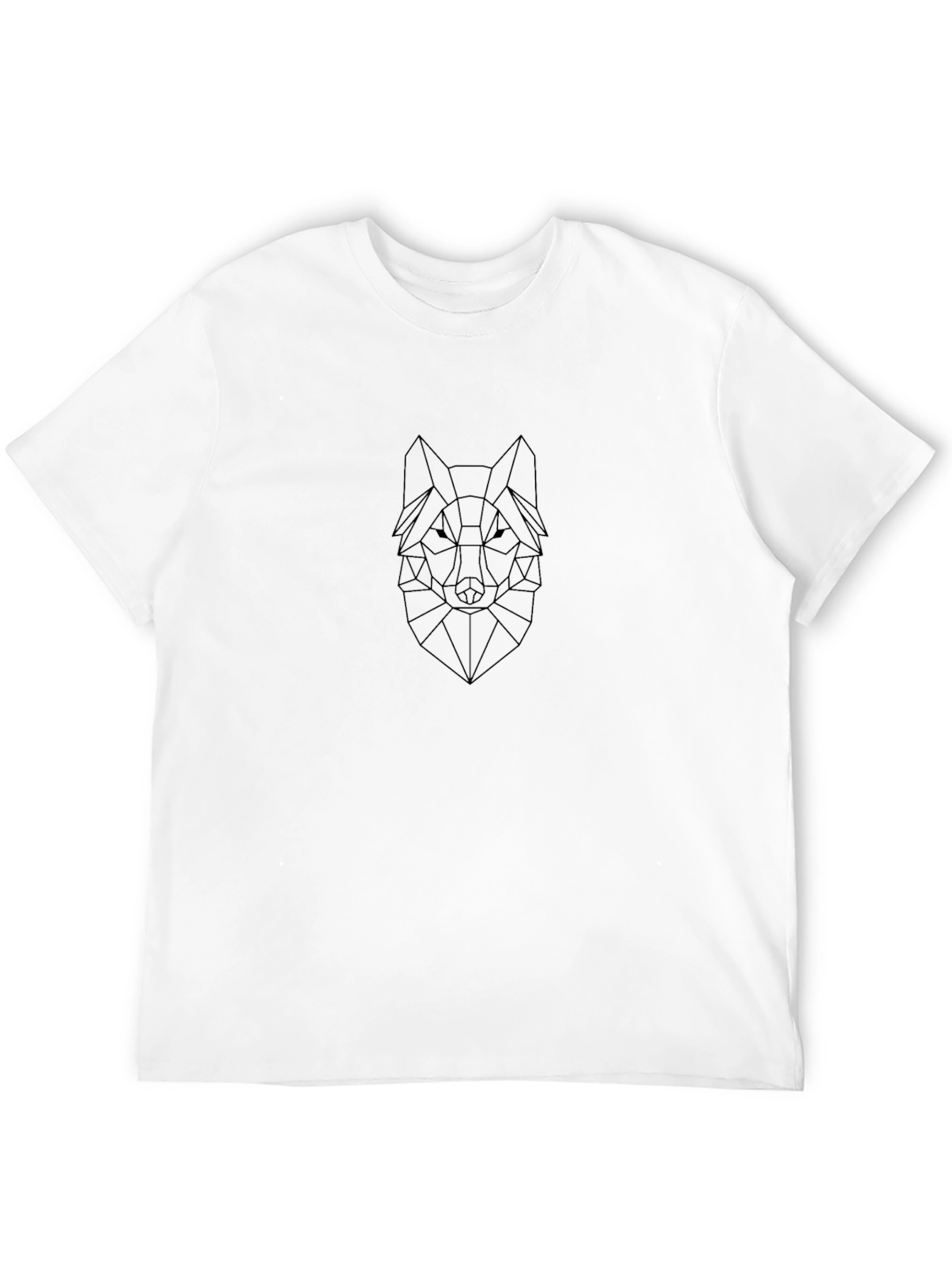 Black Geometric Wolf Graphic Print Black T-Shirt view 12