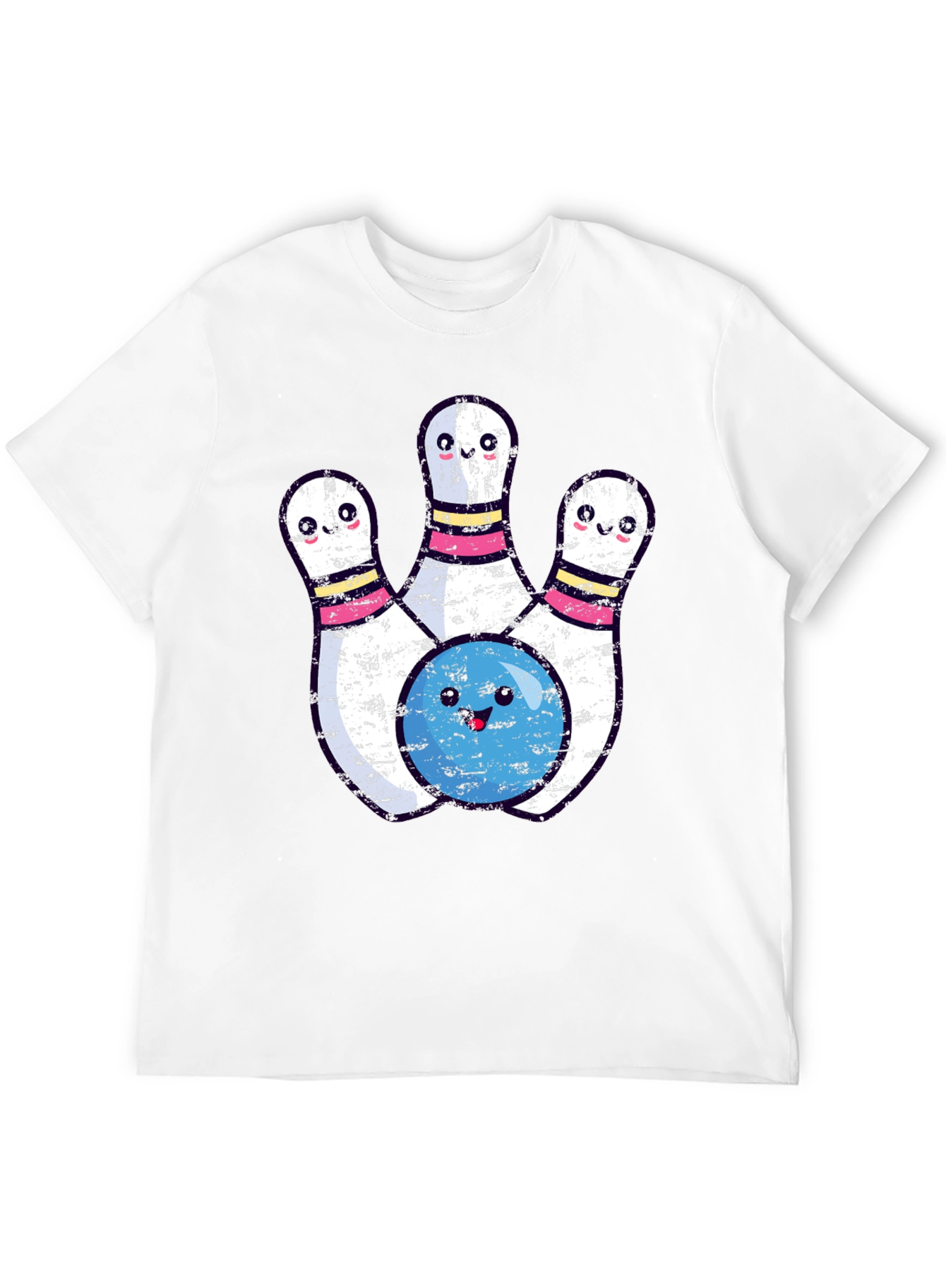 Black Cute Bowling Pins & Ball Graphic T-Shirt view 12
