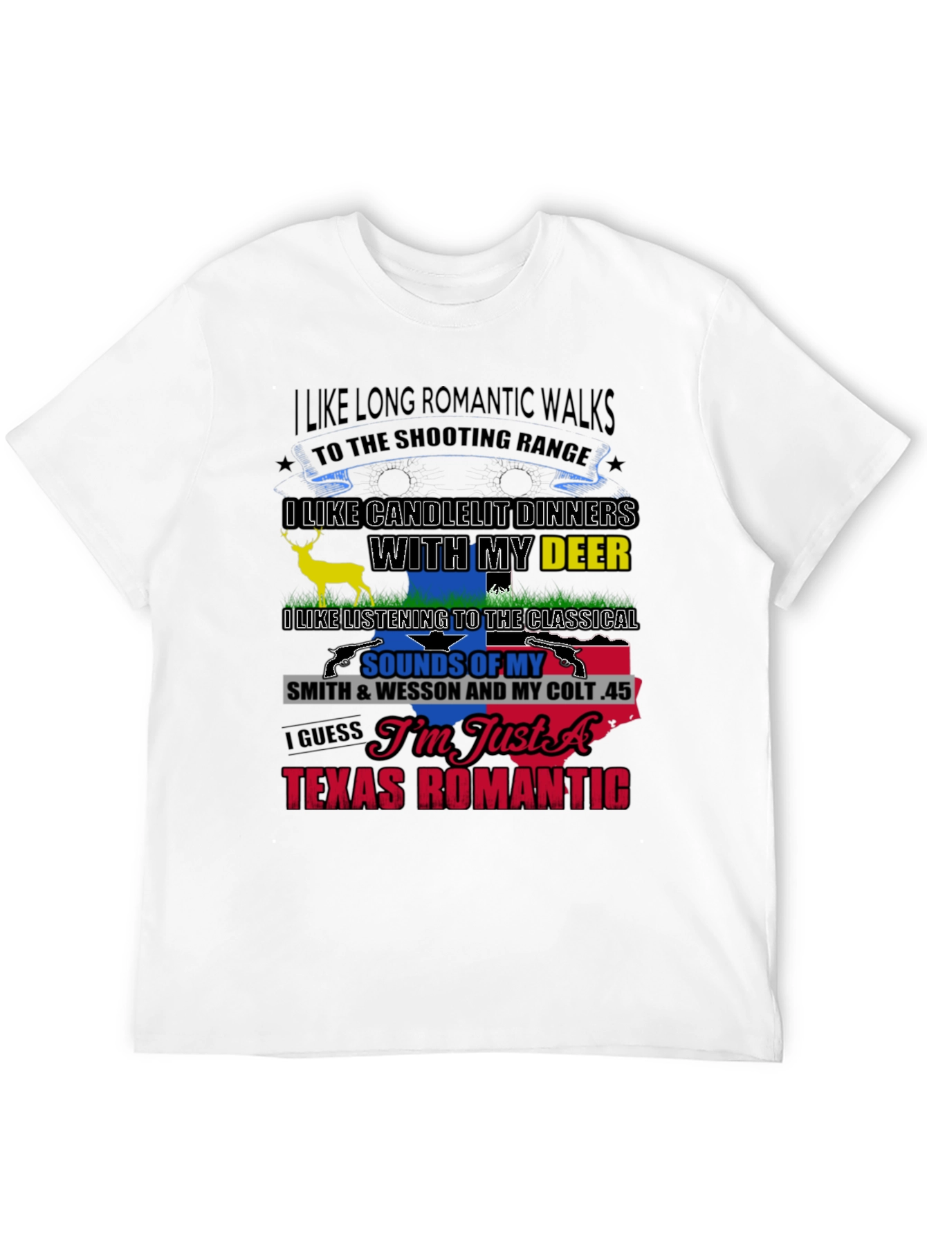 Black Texas Romantic T-Shirt: Guns & Deer view 12