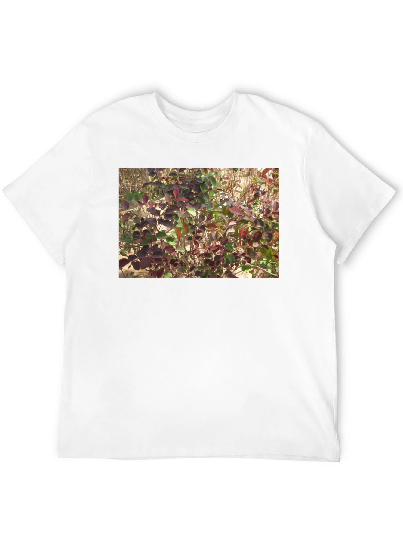 Black Nature Leaves Print Black T-Shirt view 12
