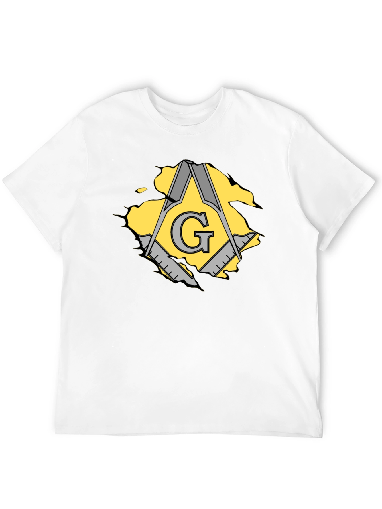 Black Masonic Square & Compasses Men's Black T-Shirt view 12