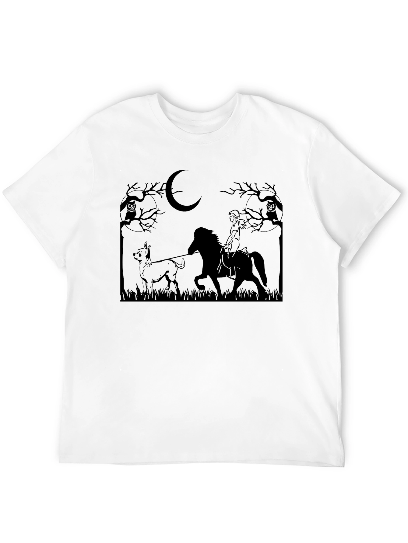Black Moonlit Ride Graphic T-Shirt - Unisex Black Tee view 12