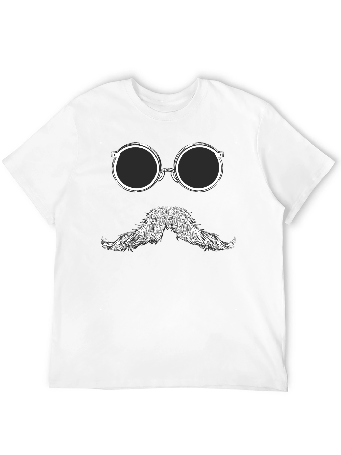 Black Funny Mustache Glasses Graphic Tee view 12