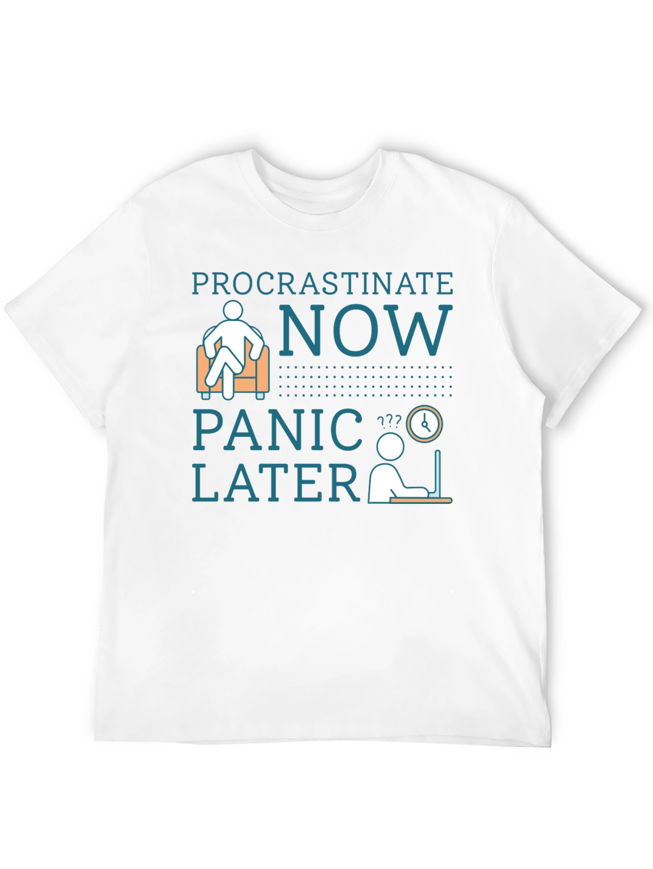 Black Procrastinate Now Panic Later Men's Graphic T-Shirt view 12