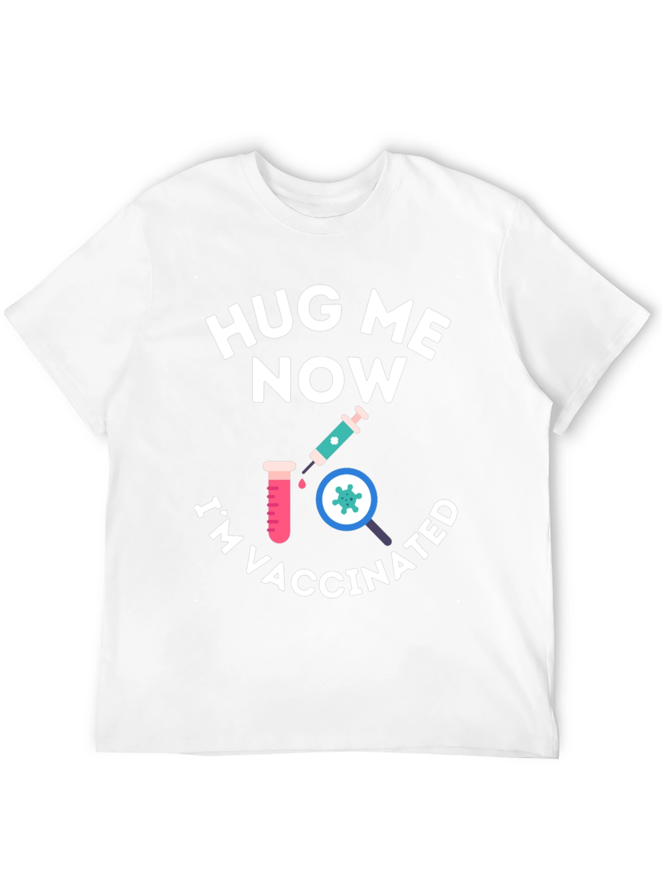 Black Hug Me Now I'm Vaccinated Black T-Shirt view 12