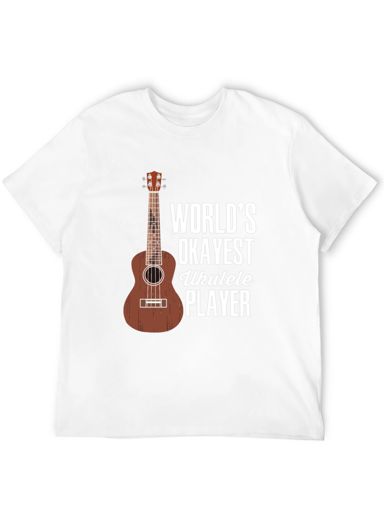 Black World's Okayest Ukulele Player Graphic T-Shirt view 12