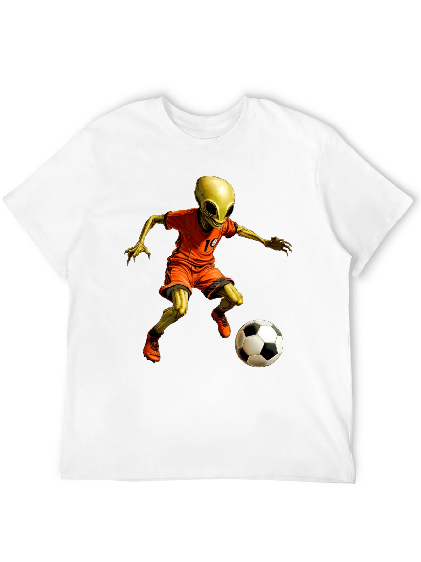 Black Alien Soccer T-Shirt - Galactic Goals! view 12