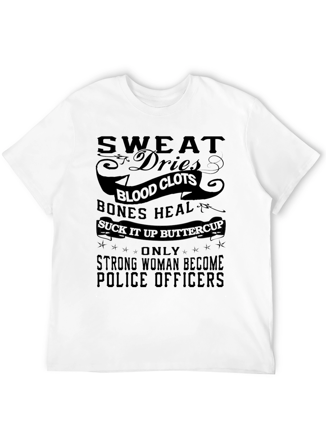 Black Strong Woman Police Officer Graphic Tee view 12