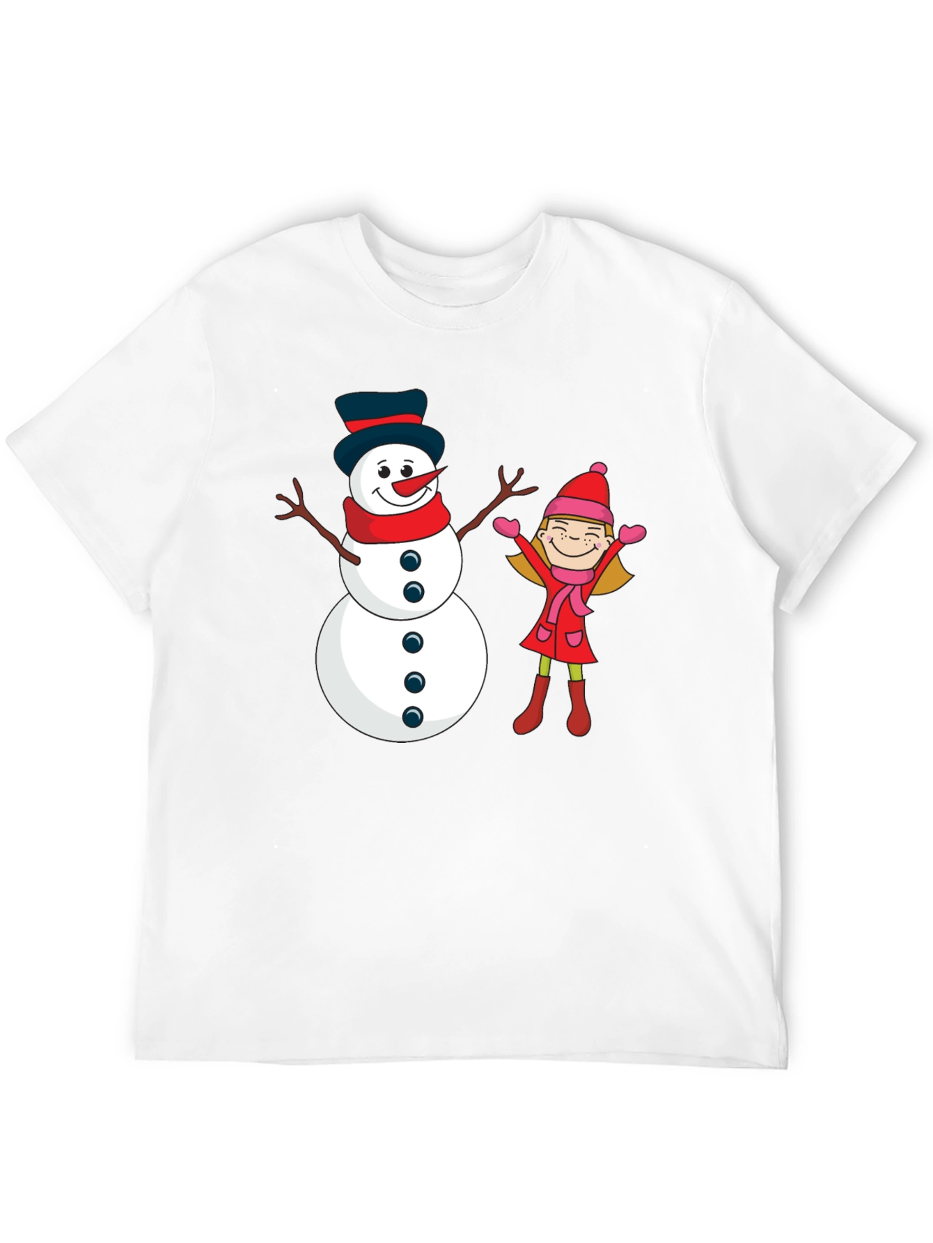 Black Festive Snowman & Girl Graphic Tee - Black view 12