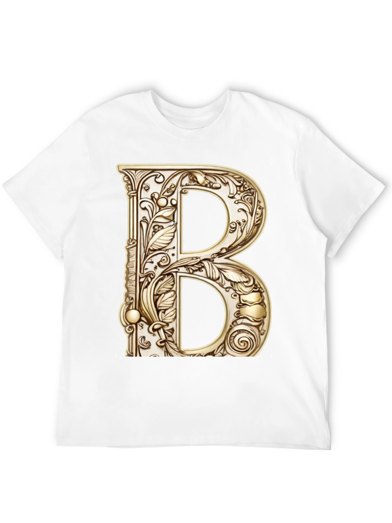 Black Ornate Initial B Graphic Tee - Black Cotton Blend view 12
