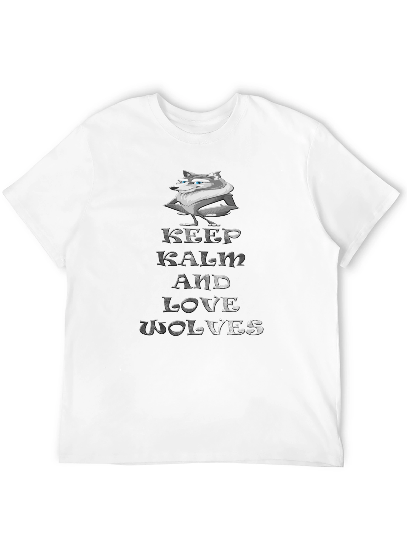 Black Keep Calm and Love Wolves Graphic T-Shirt view 12
