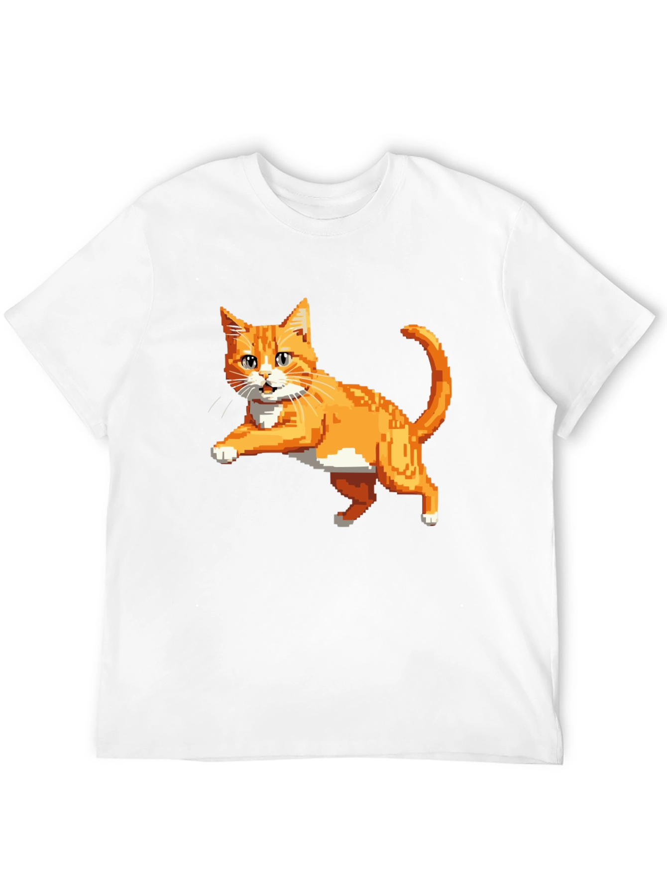 Black Pixelated Orange Cat T-Shirt - Cool Retro Design view 12