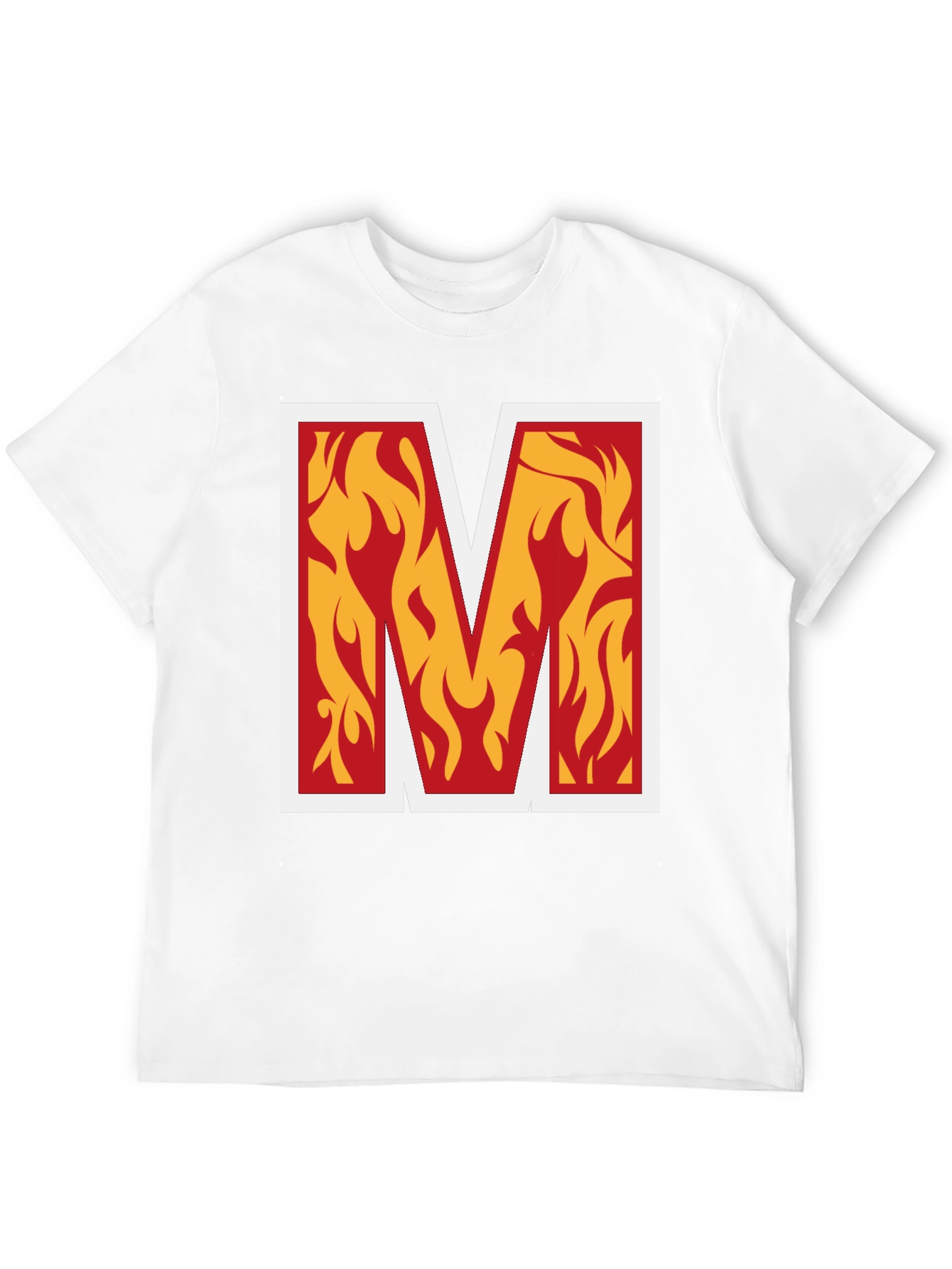 Fiery "M" Graphic Tee - Bold Black T-Shirt - 12