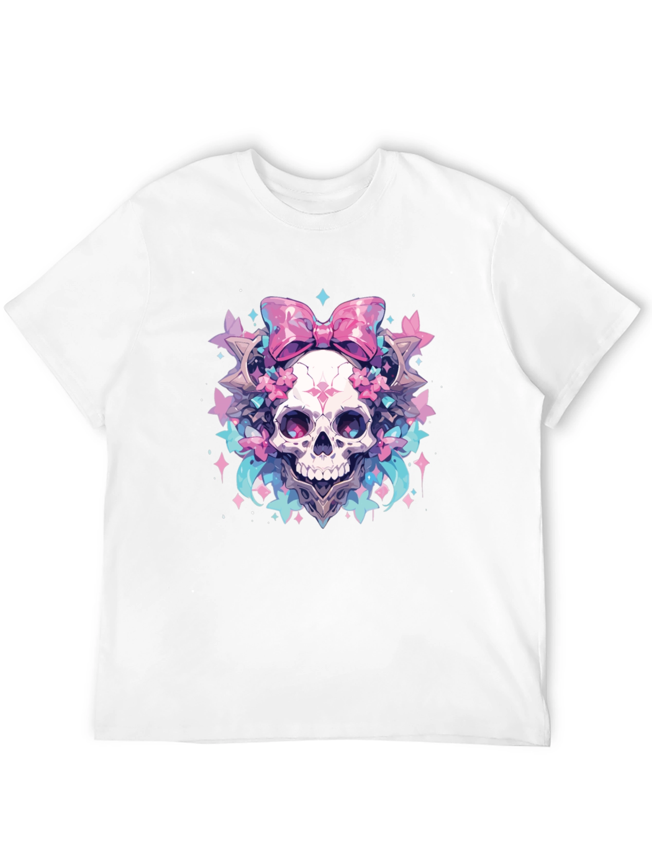 Black Skull Bow T-Shirt - Pastel Goth Aesthetic view 12