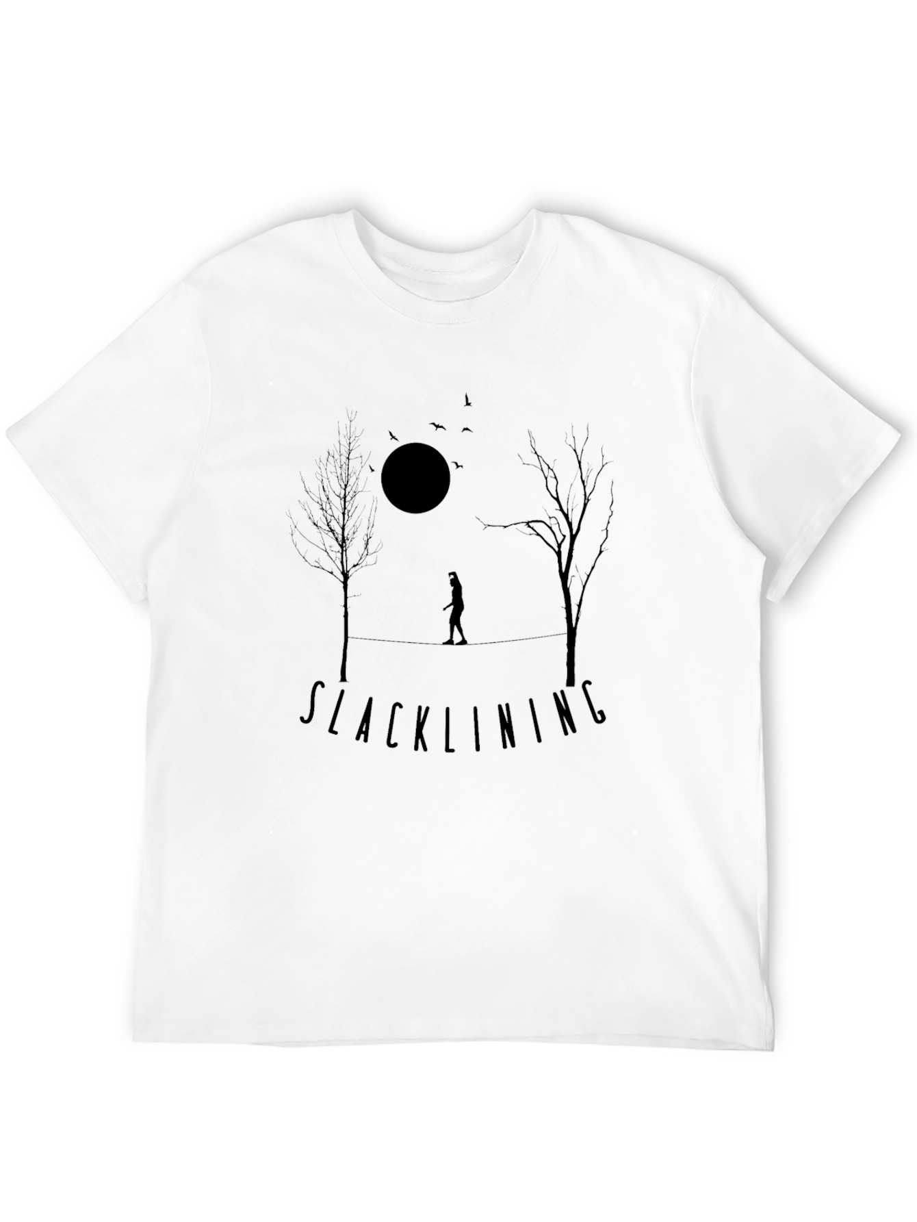 Black Slacklining T-Shirt - Nature Silhouette Design view 12