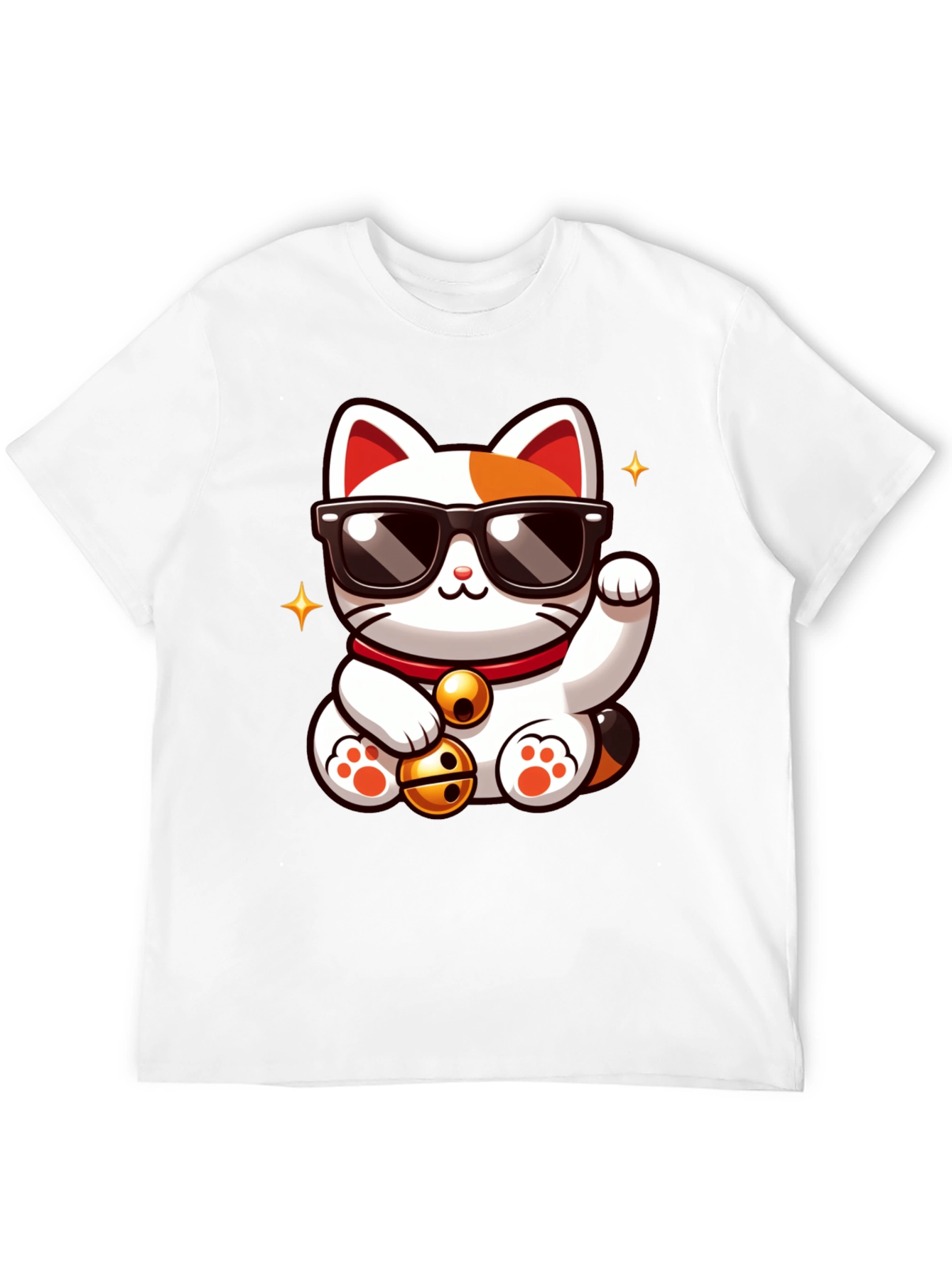Black Lucky Cat T-Shirt - Cool Cartoon Design view 12