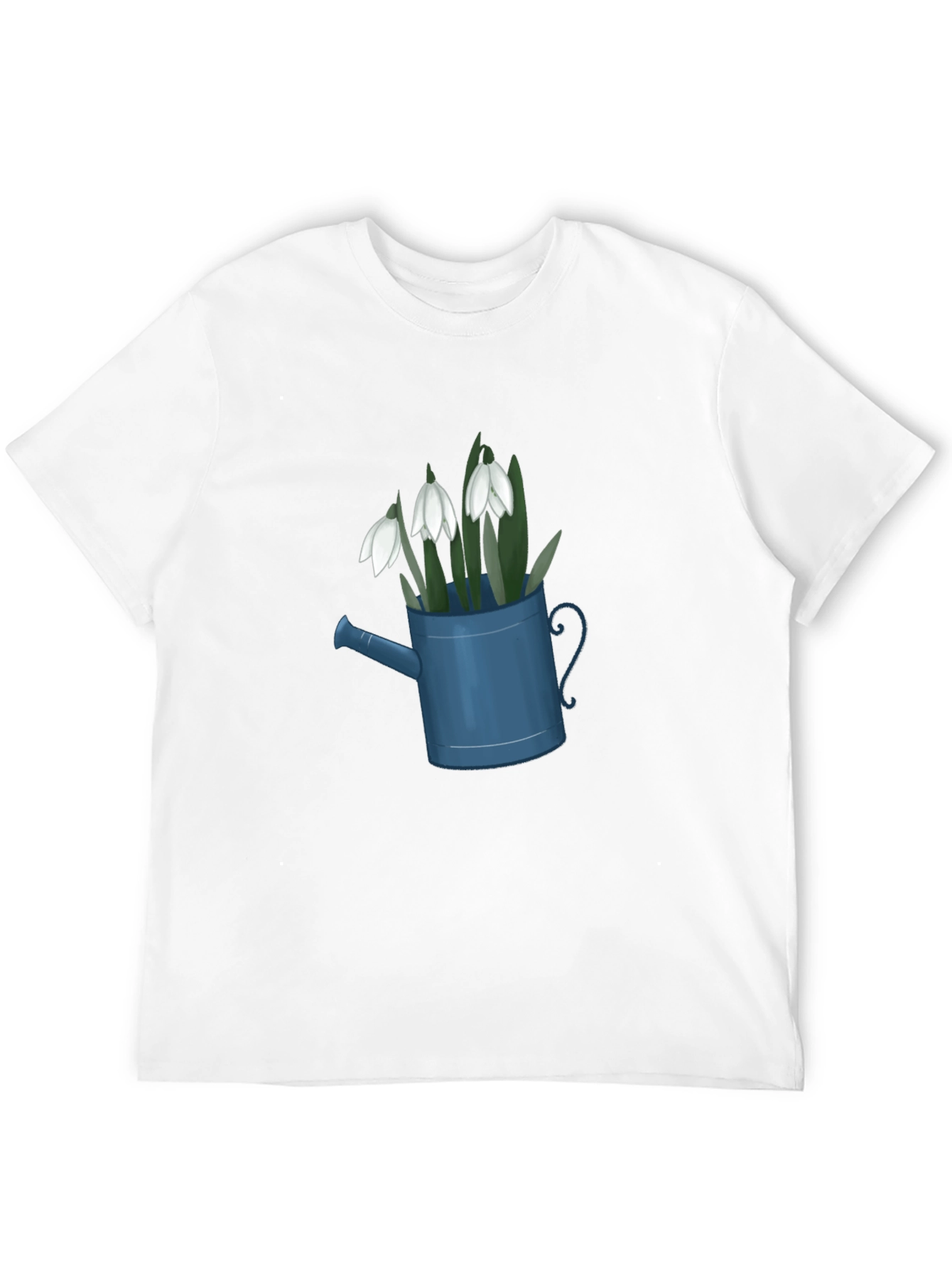 Black Snowdrop Flowers in Watering Can Black T-Shirt view 12