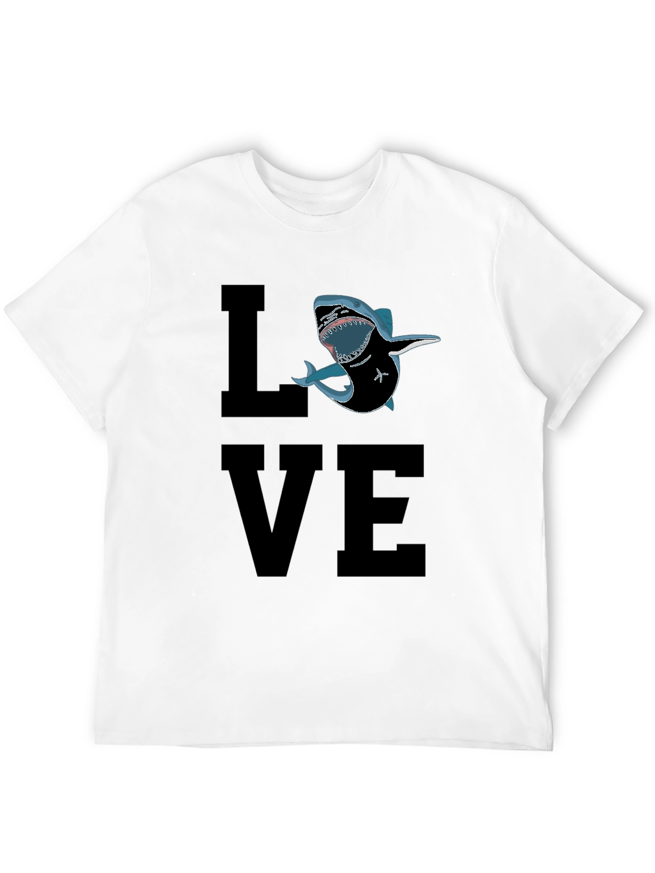 Black Shark Love Graphic T-Shirt - Black Cotton Tee view 12