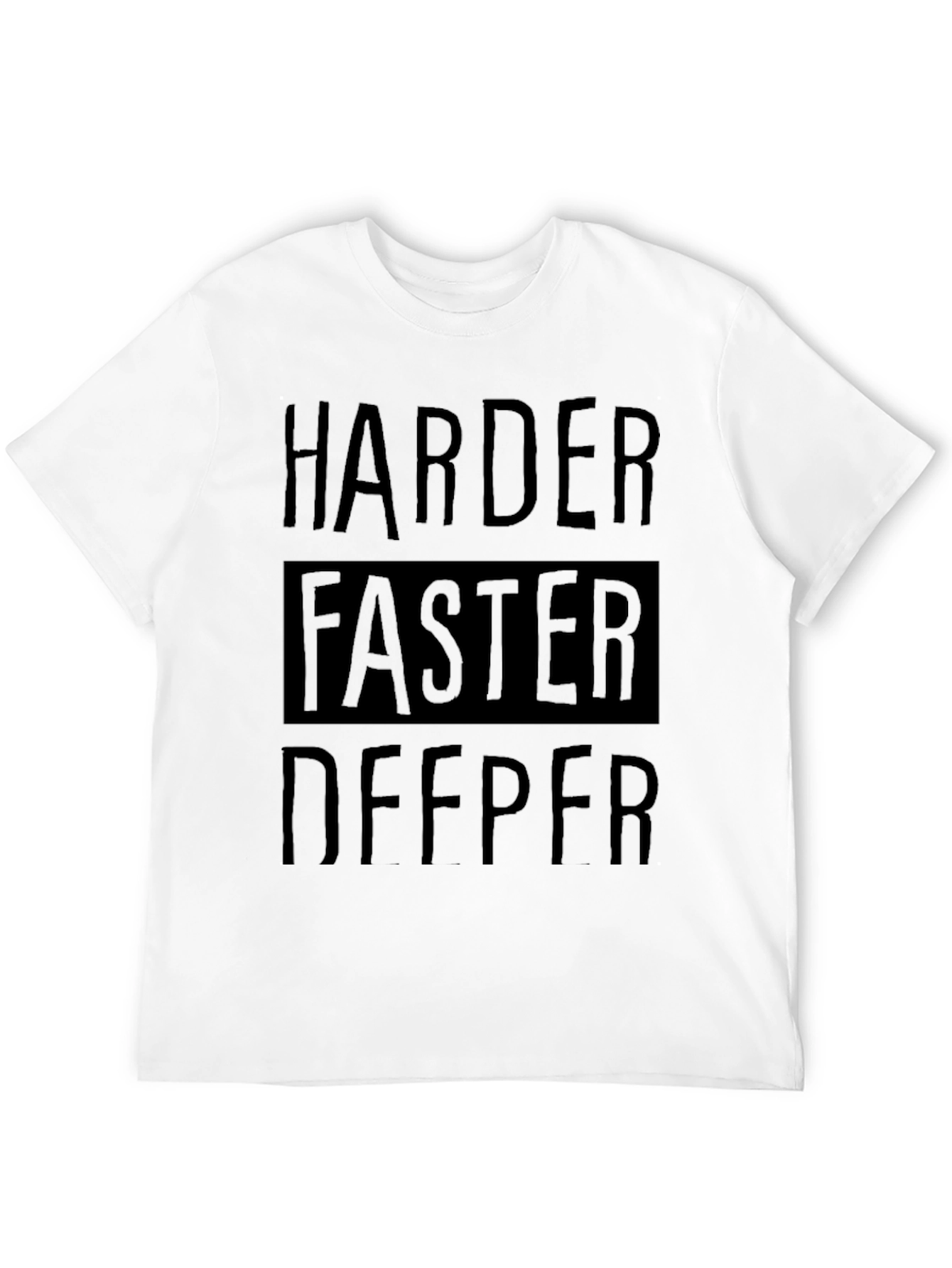 Black Harder Faster Deeper Black Graphic T-Shirt view 12