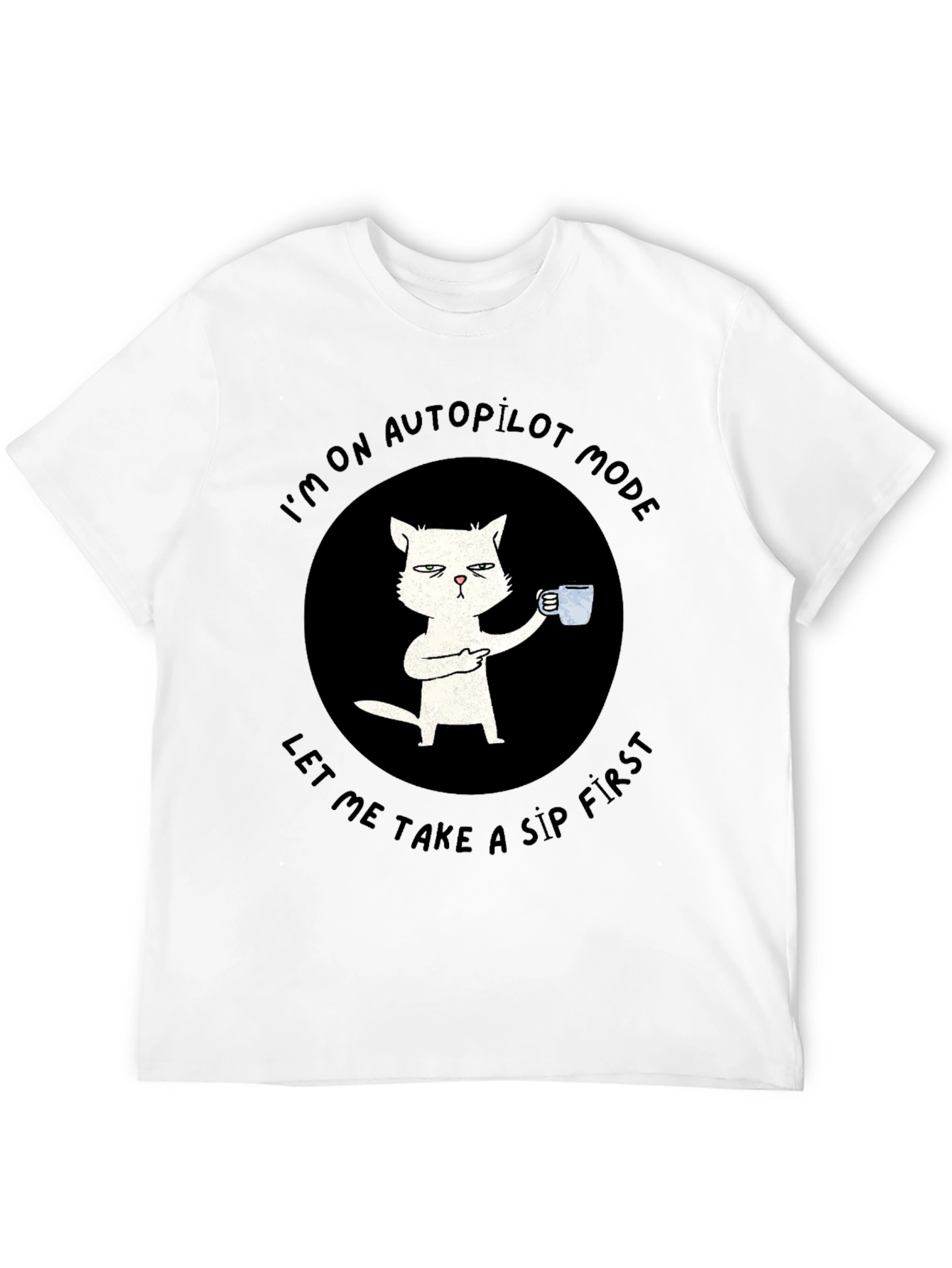 Black Autopilot Cat Coffee T-Shirt - Funny Novelty Tee view 12