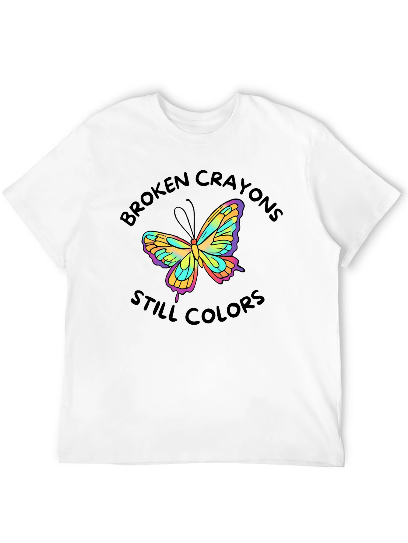 Black Broken Crayons Still Colors Butterfly T-Shirt view 12
