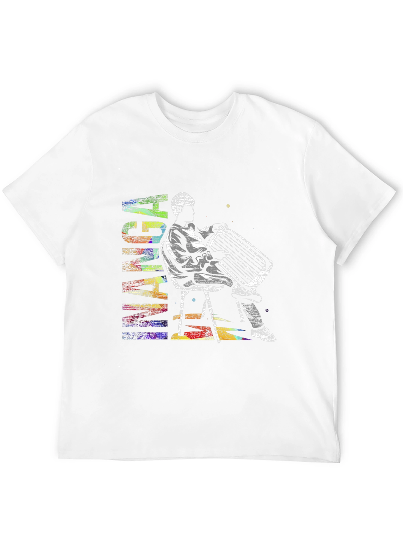 Black Abstract Accordion Player Graphic T-Shirt view 12