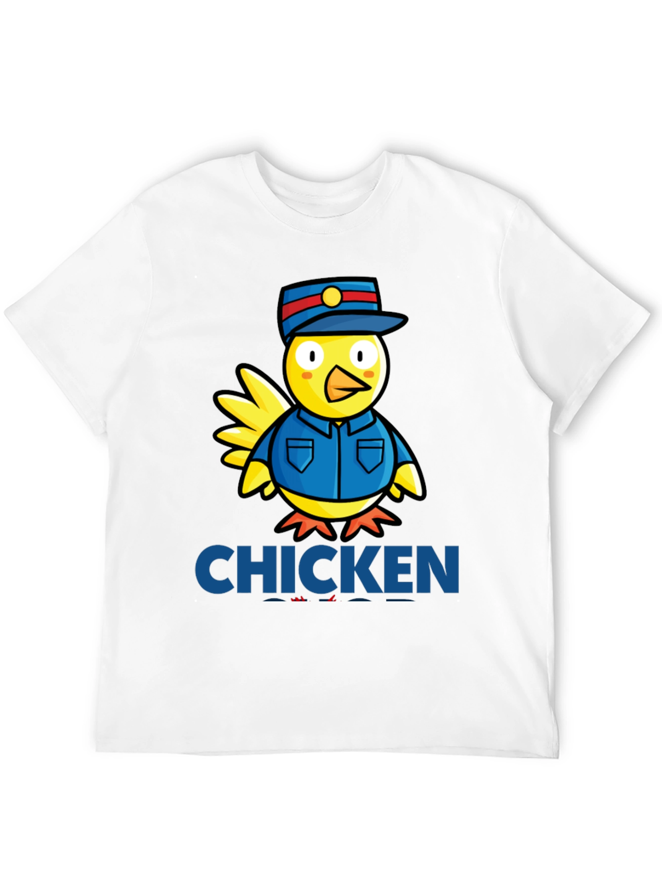 Black Chicken Officer Graphic Tee - Funny Cartoon Bird T-Shirt view 12
