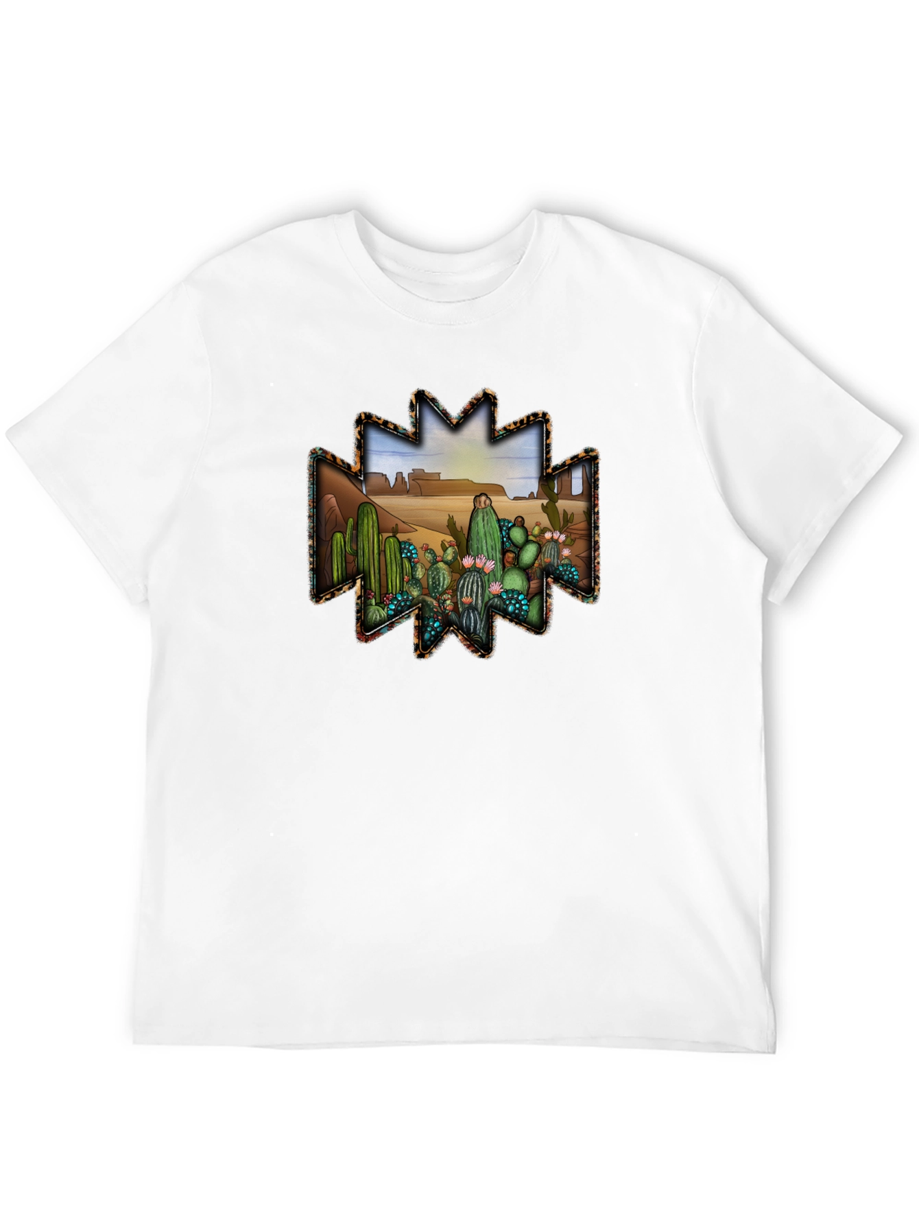 Black Desert Cactus Graphic Tee - Western Style Black T-Shirt view 12