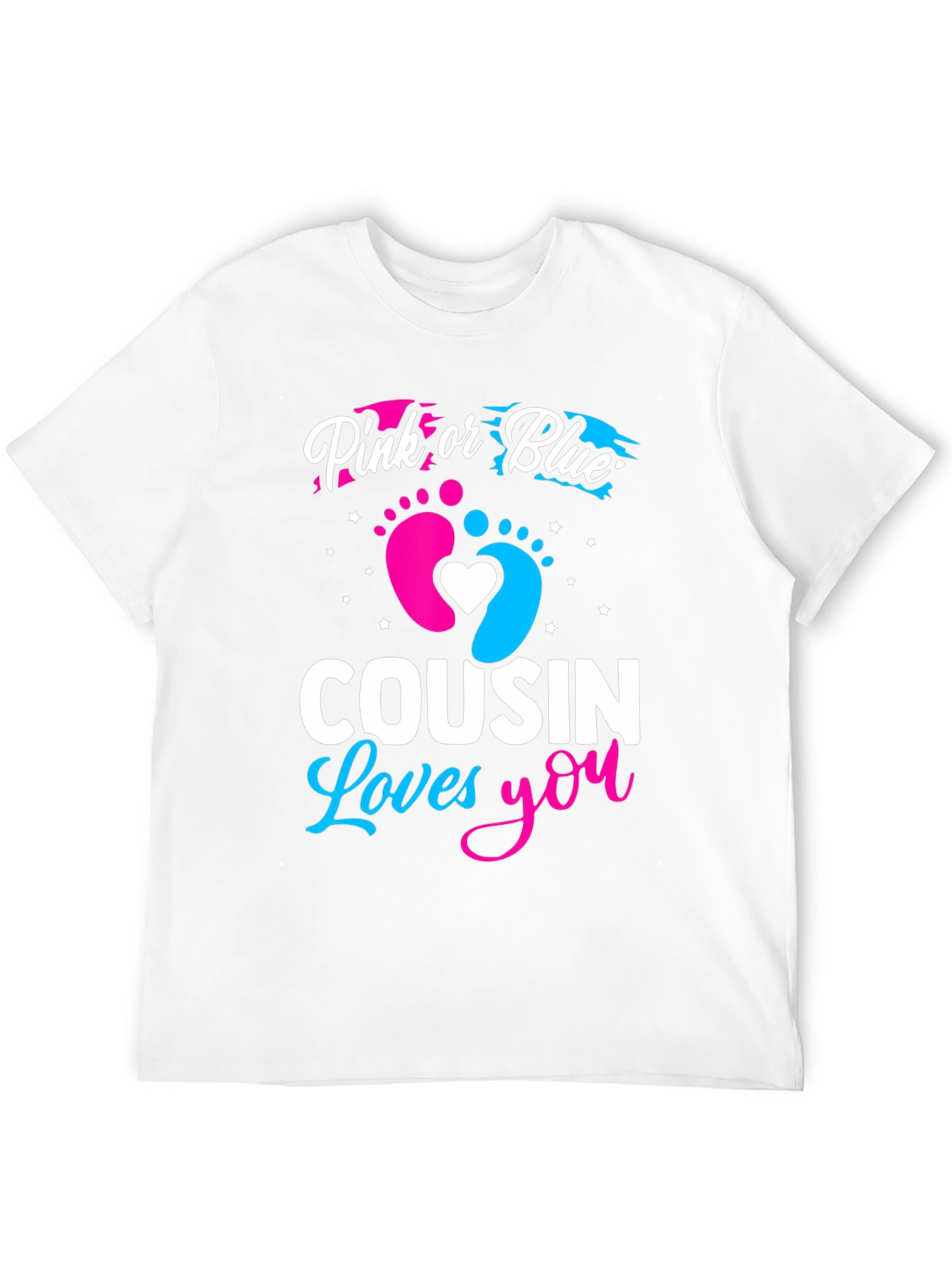 Black Pink or Blue Cousin Loves You Gender Reveal T-Shirt view 12