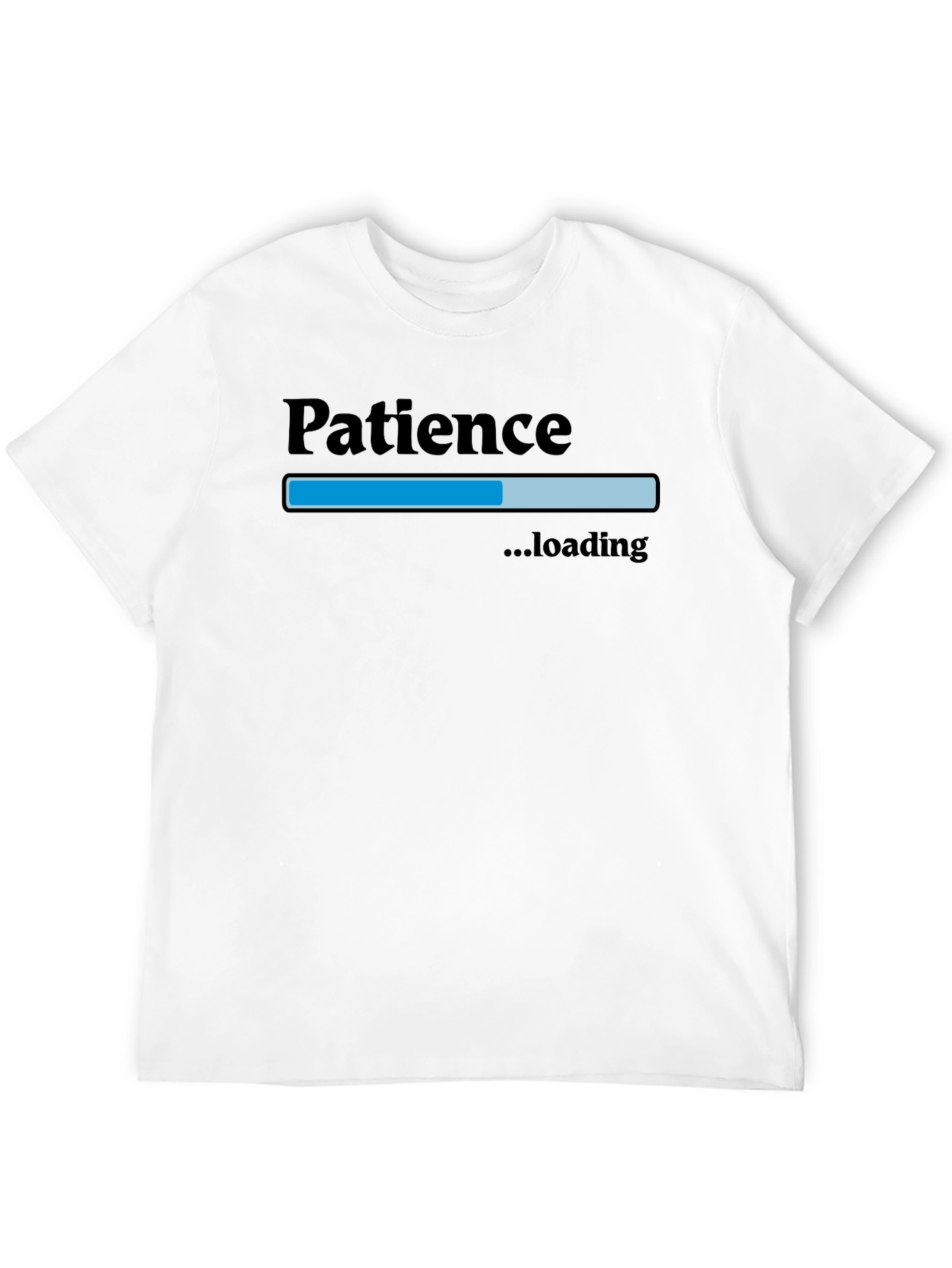 Black Patience Loading Men's Black Graphic T-Shirt view 12