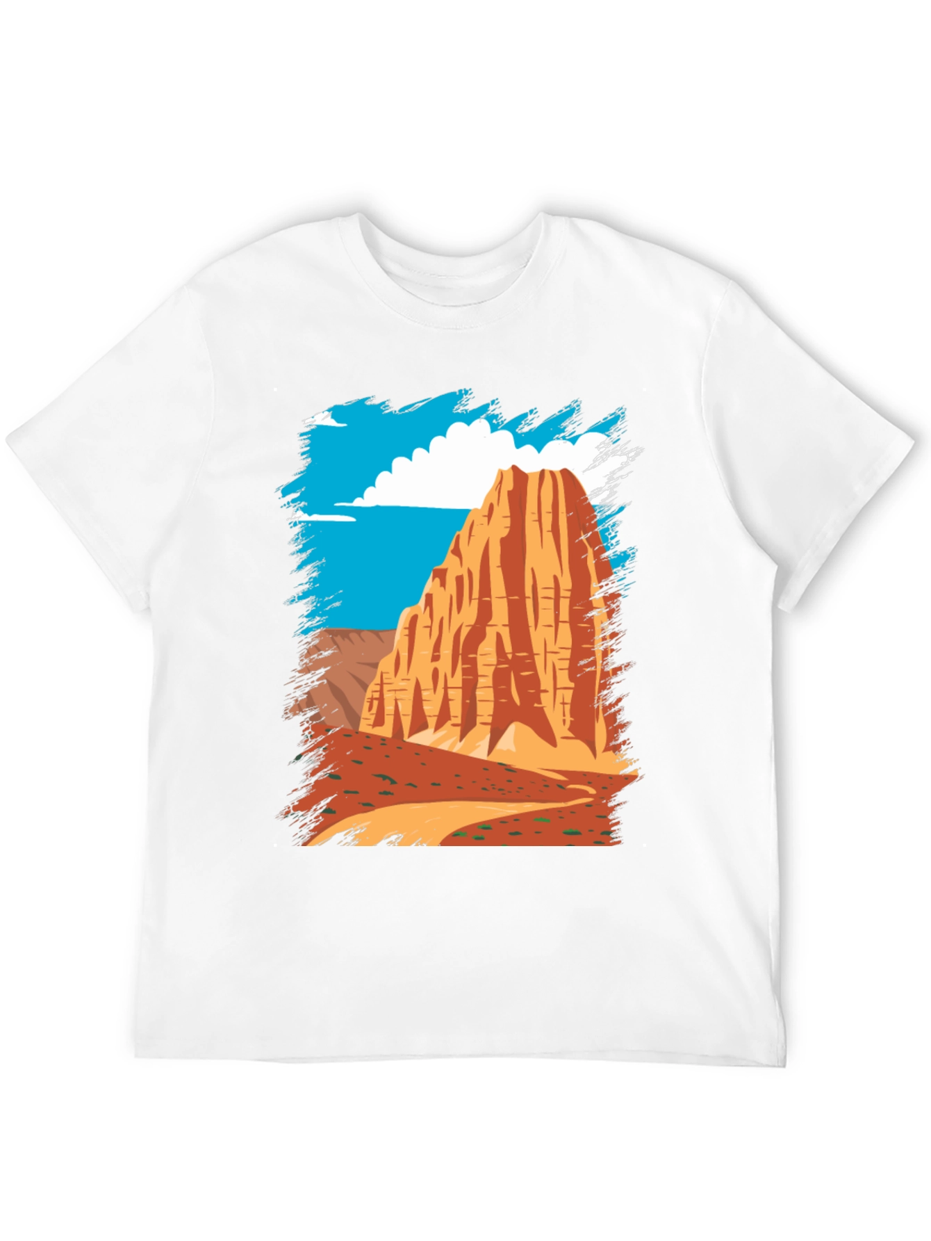 Black Desert Mountain Graphic Tee - Black Cotton Casual T-Shirt view 12