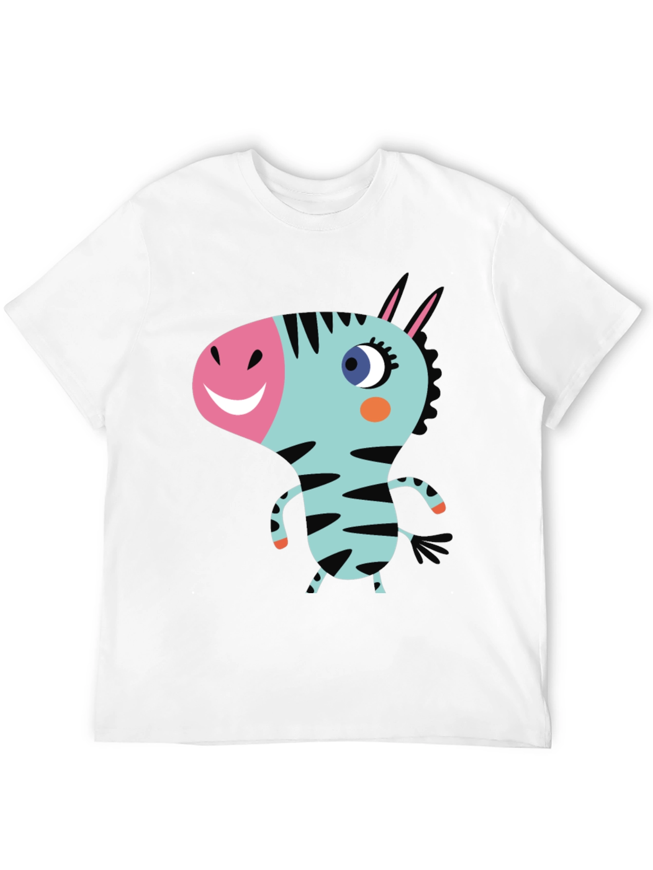 Black Cartoon Zebra Graphic Black T-Shirt view 12