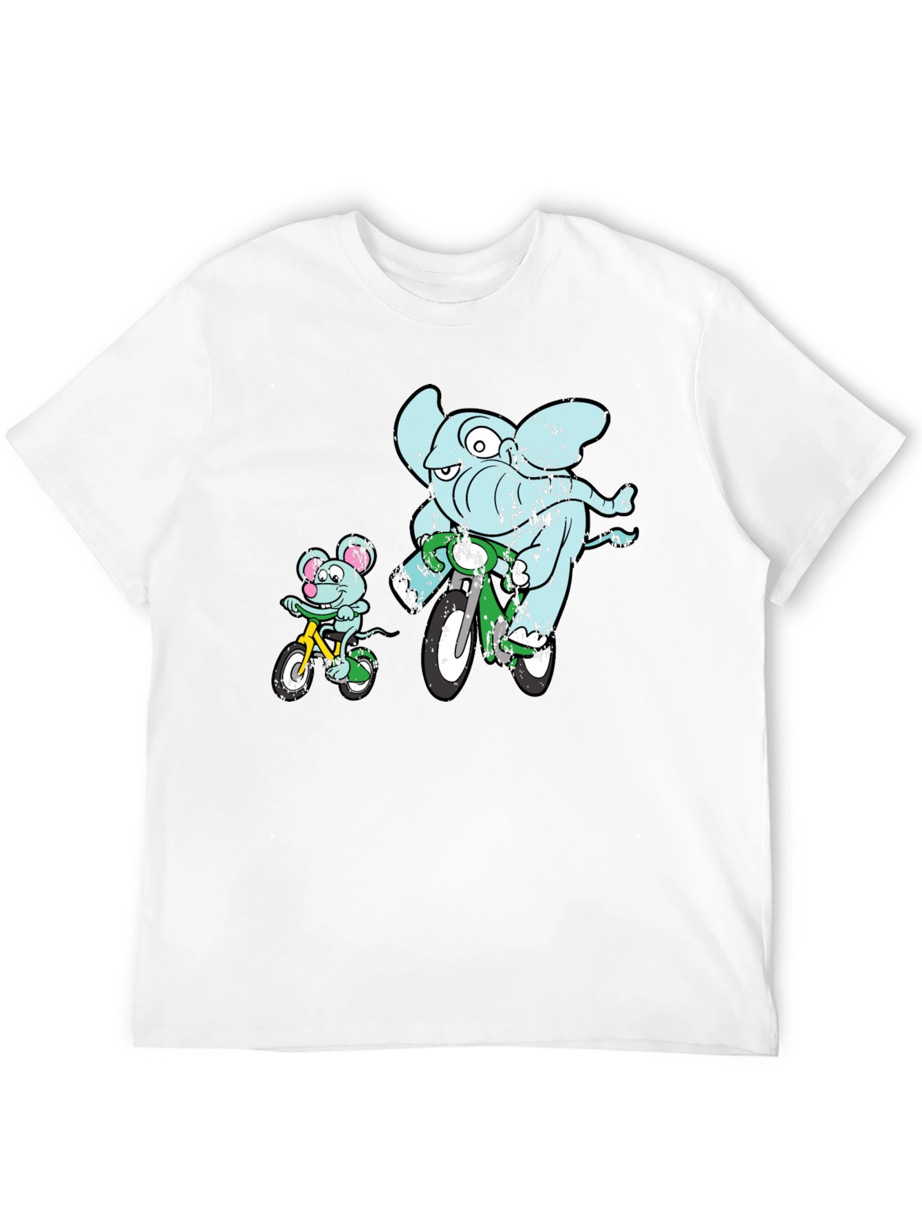 Black Elephant and Mouse Bicycle Ride T-Shirt - Black view 12